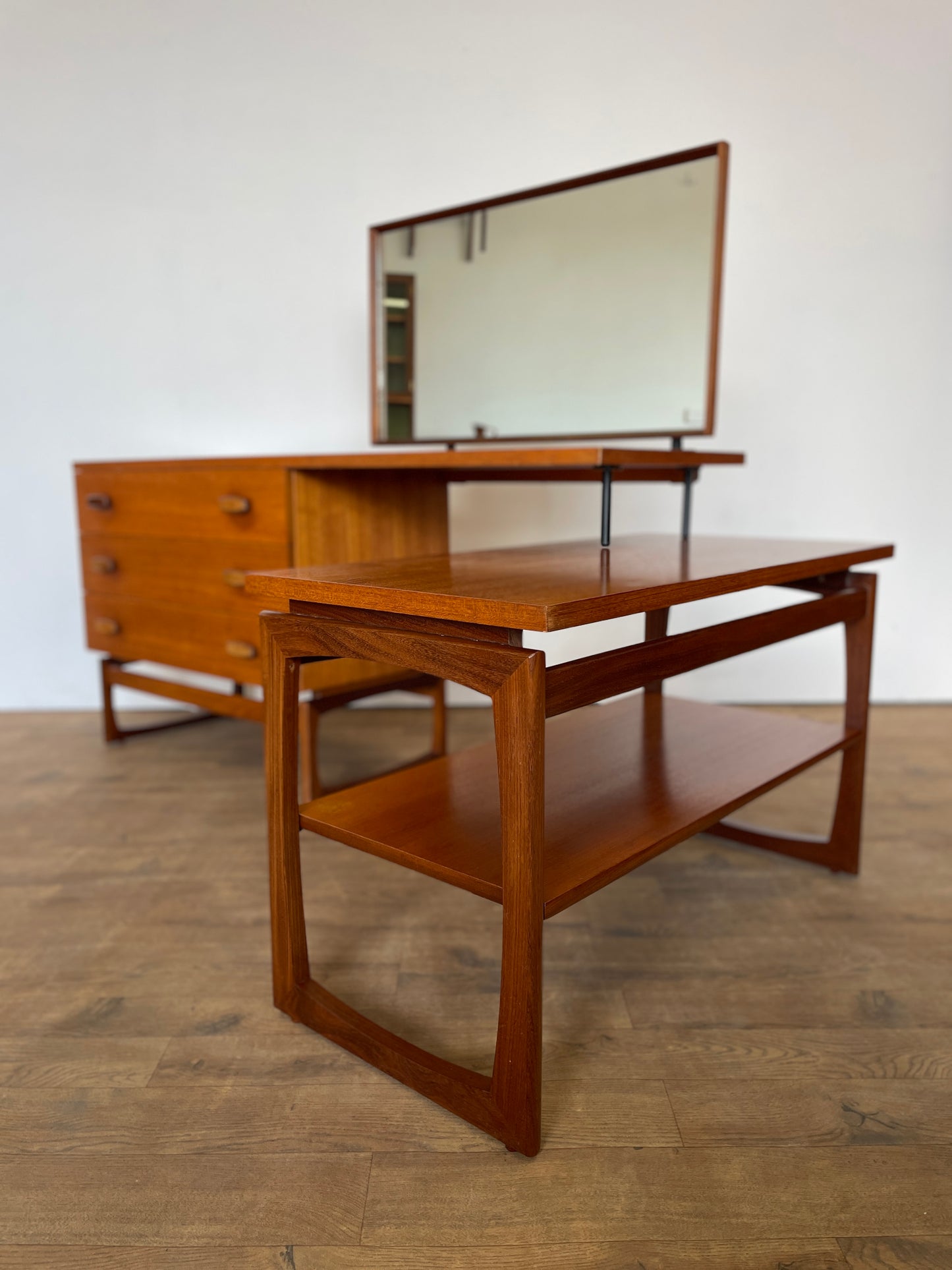 Mid-Century VB Wilkins G-Plan Quadrille Teak Modular Dressing Table with Mirror