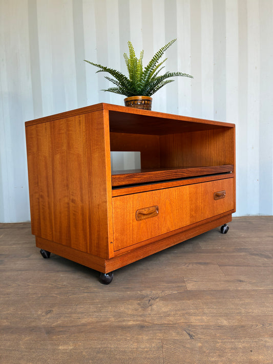 G Plan Teak TV Unit / Media Cabinet on Castors Mid-Century Vintage Retro Storage