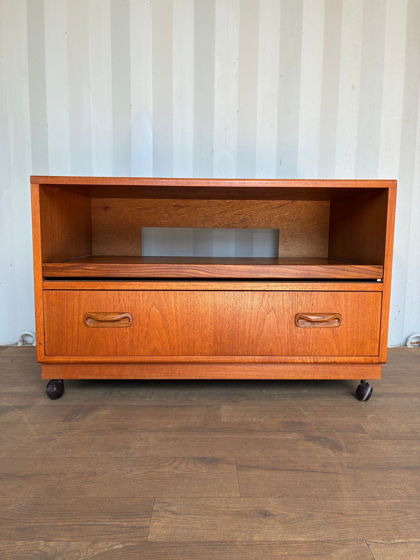 G Plan Teak TV Unit / Media Cabinet on Castors Mid-Century Vintage Retro Storage