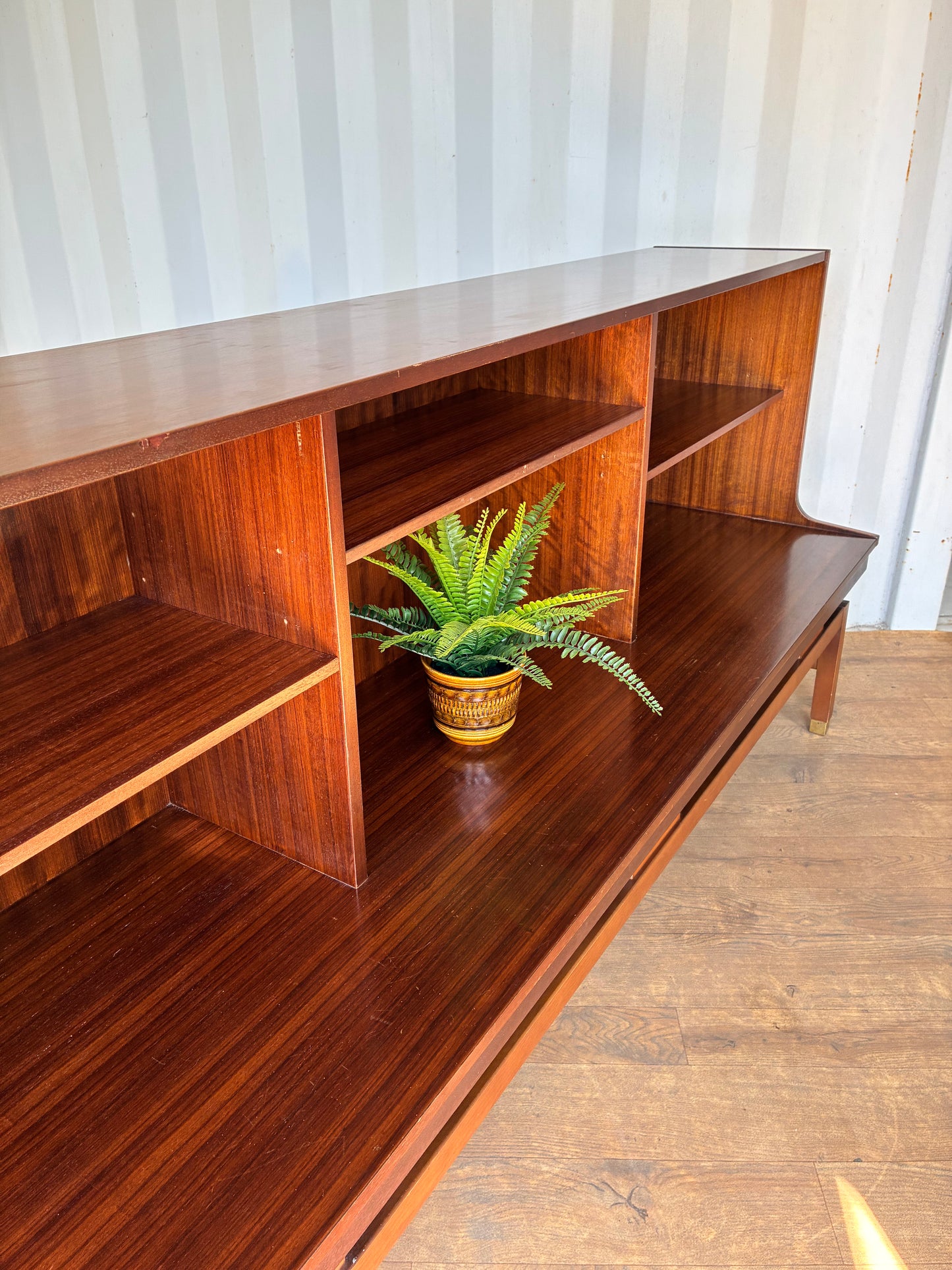 Mid-Century G Plan Teak Shelf Unit Bookcase with Adjustable Shelves & Brass Feet