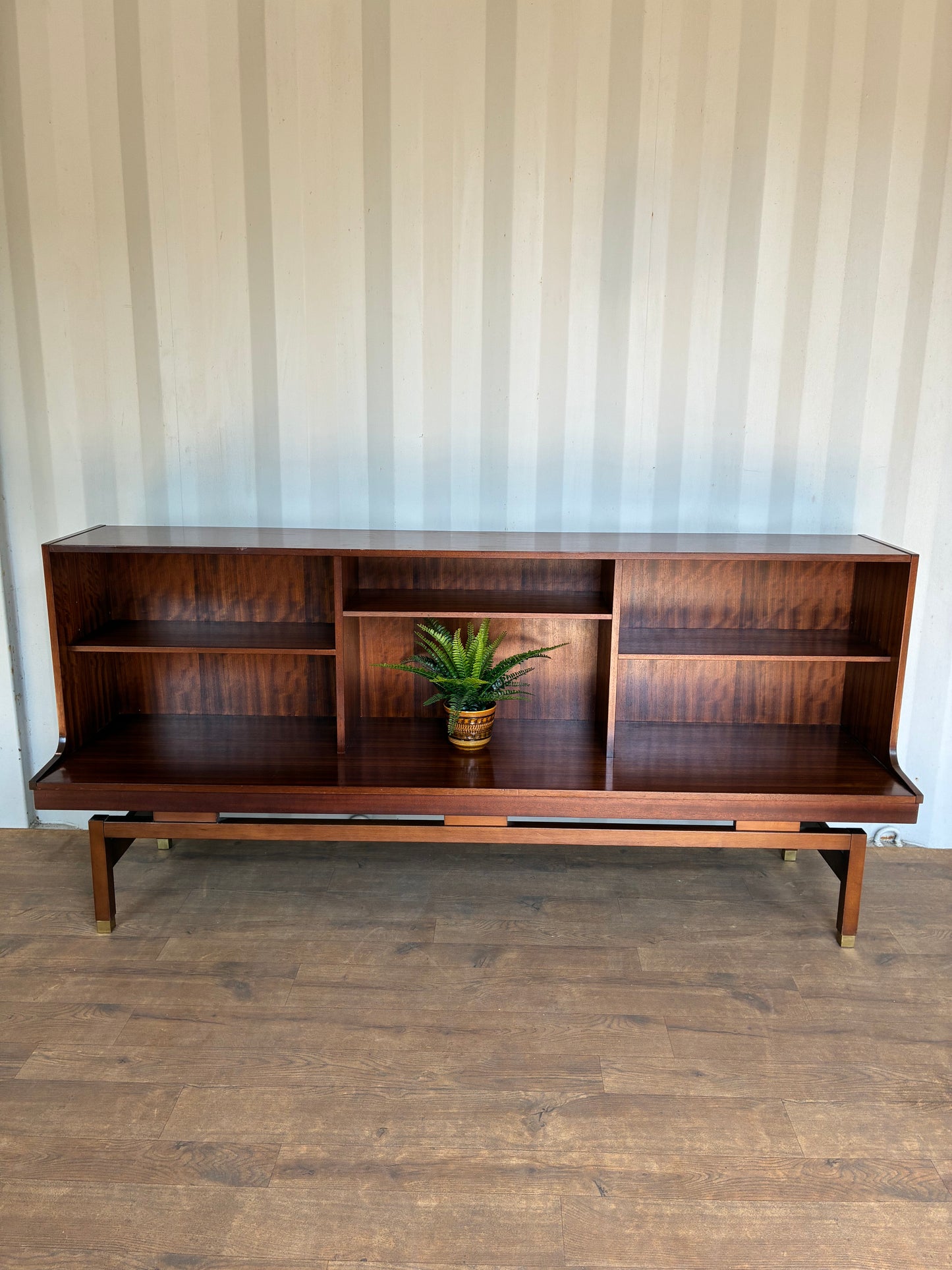 Mid-Century G Plan Teak Shelf Unit Bookcase with Adjustable Shelves & Brass Feet