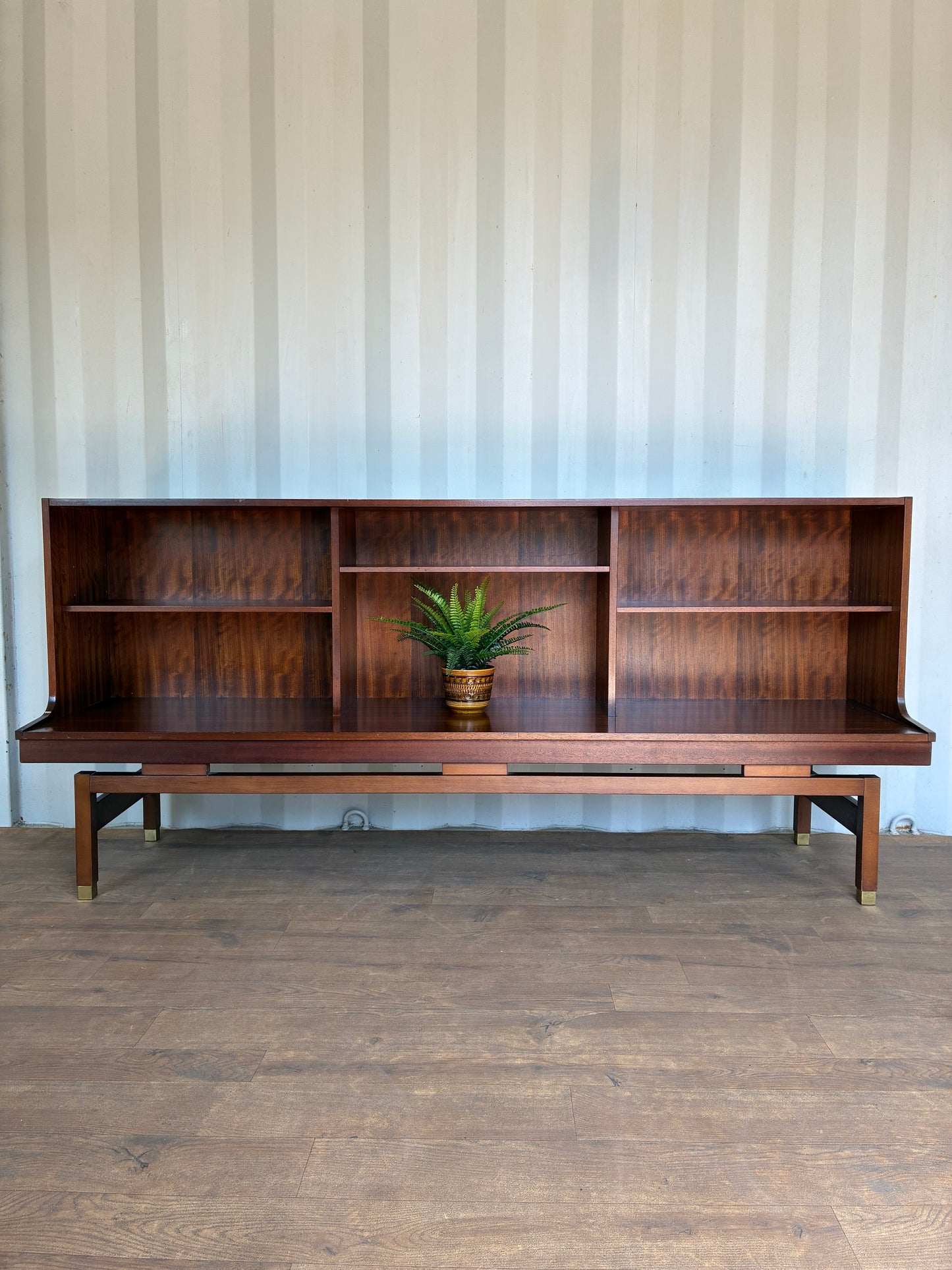 Mid-Century G Plan Teak Shelf Unit Bookcase with Adjustable Shelves & Brass Feet