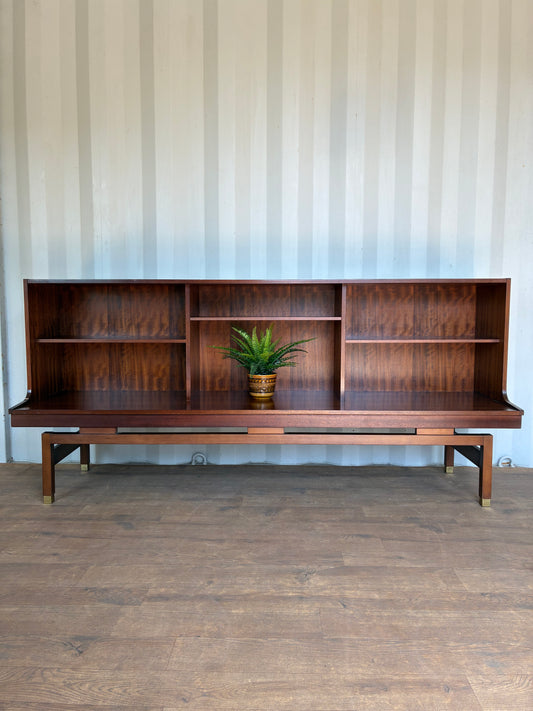 Mid-Century G Plan Teak Shelf Unit Bookcase with Adjustable Shelves & Brass Feet