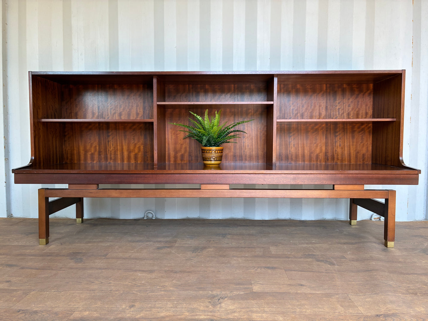 Mid-Century G Plan Teak Shelf Unit Bookcase with Adjustable Shelves & Brass Feet