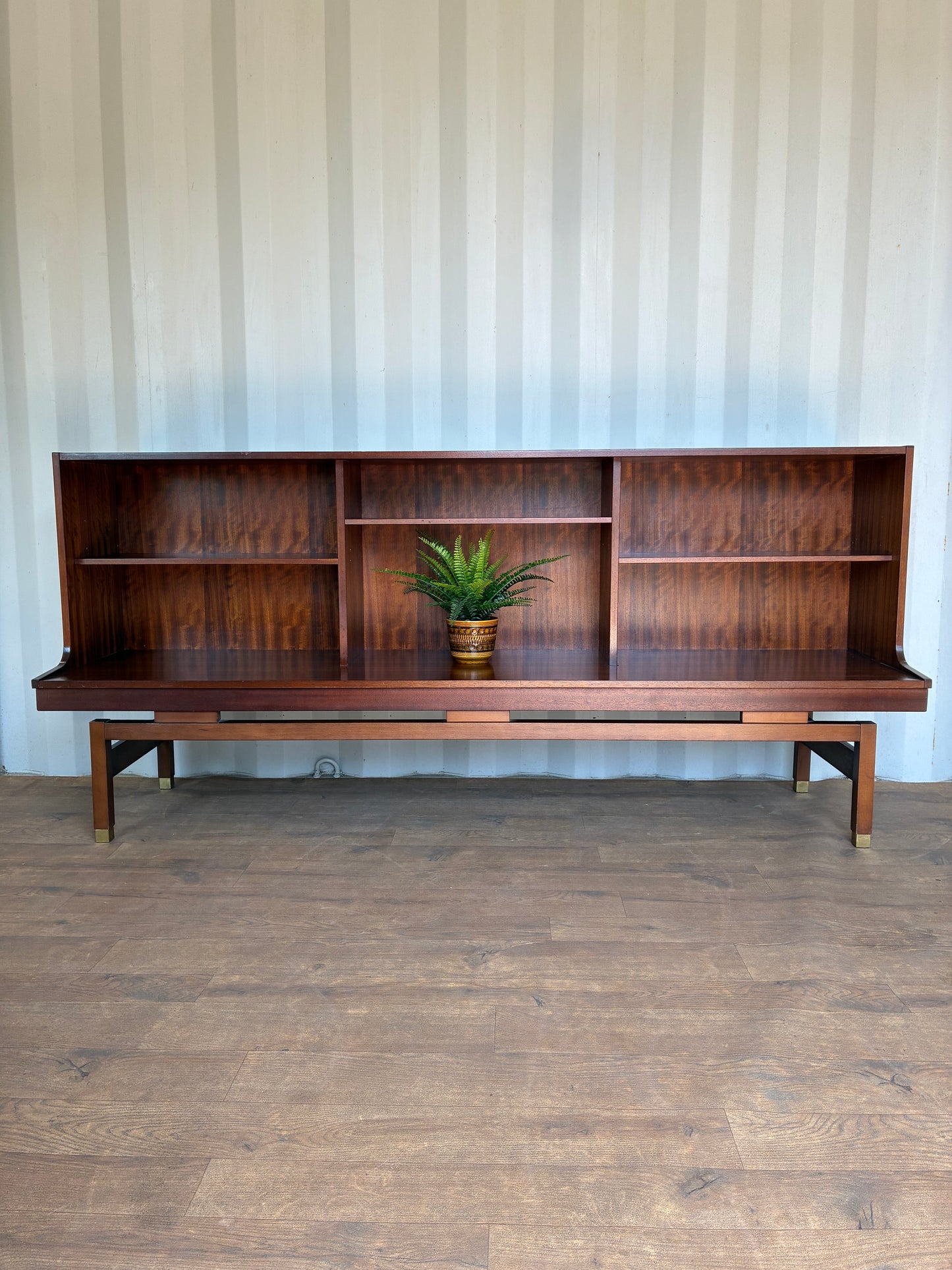 Mid-Century G Plan Teak Shelf Unit Bookcase with Adjustable Shelves & Brass Feet