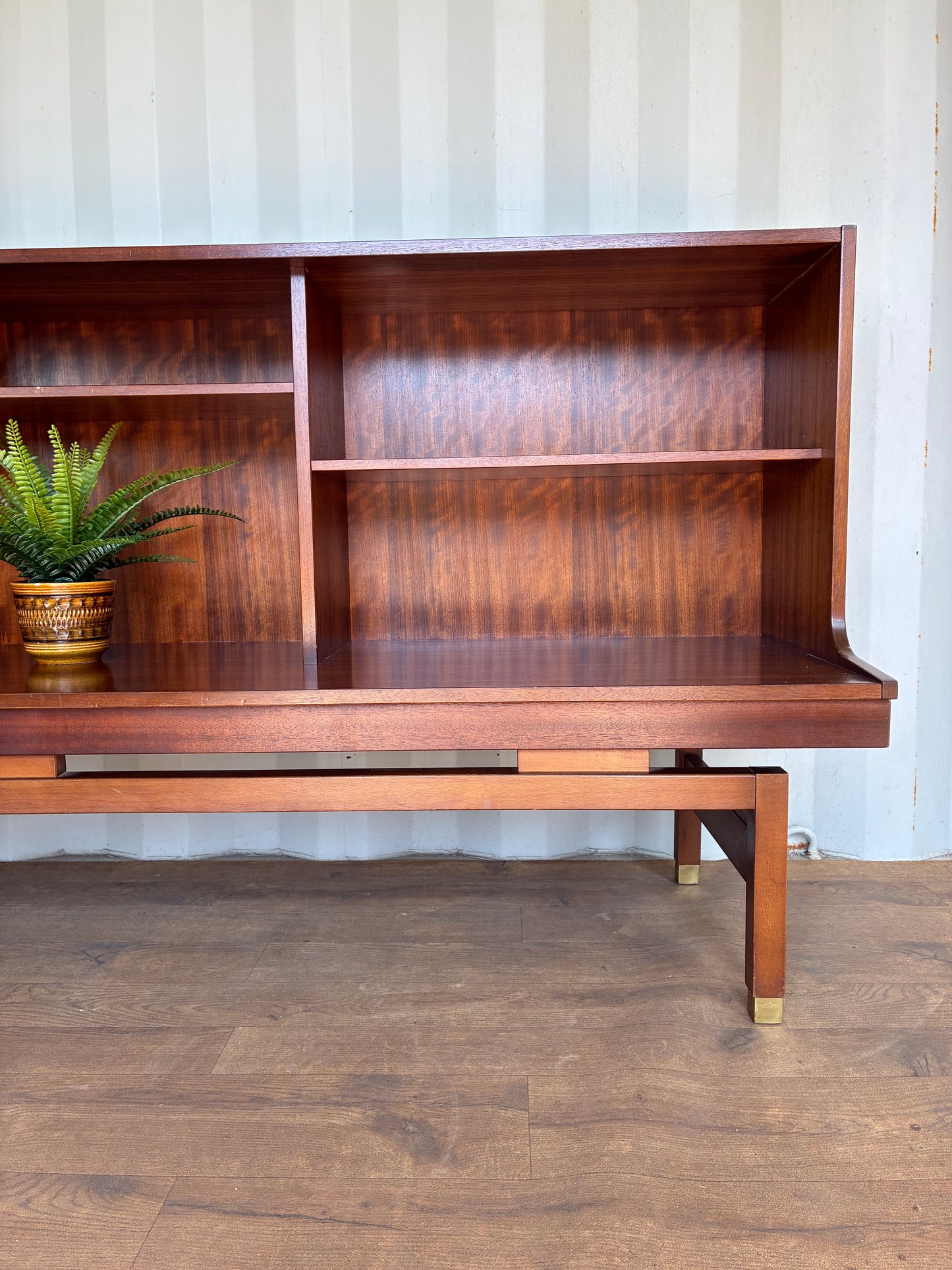Mid-Century G Plan Teak Shelf Unit Bookcase with Adjustable Shelves & Brass Feet