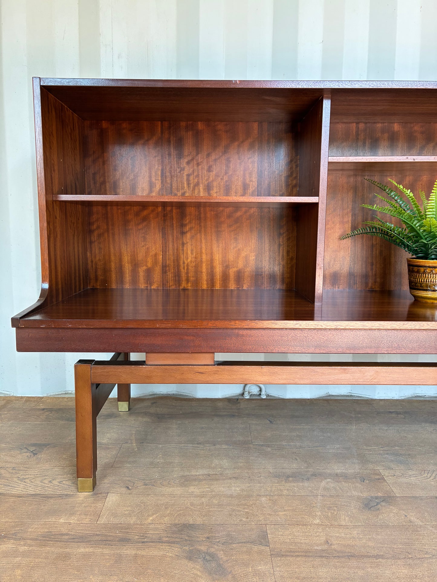 Mid-Century G Plan Teak Shelf Unit Bookcase with Adjustable Shelves & Brass Feet