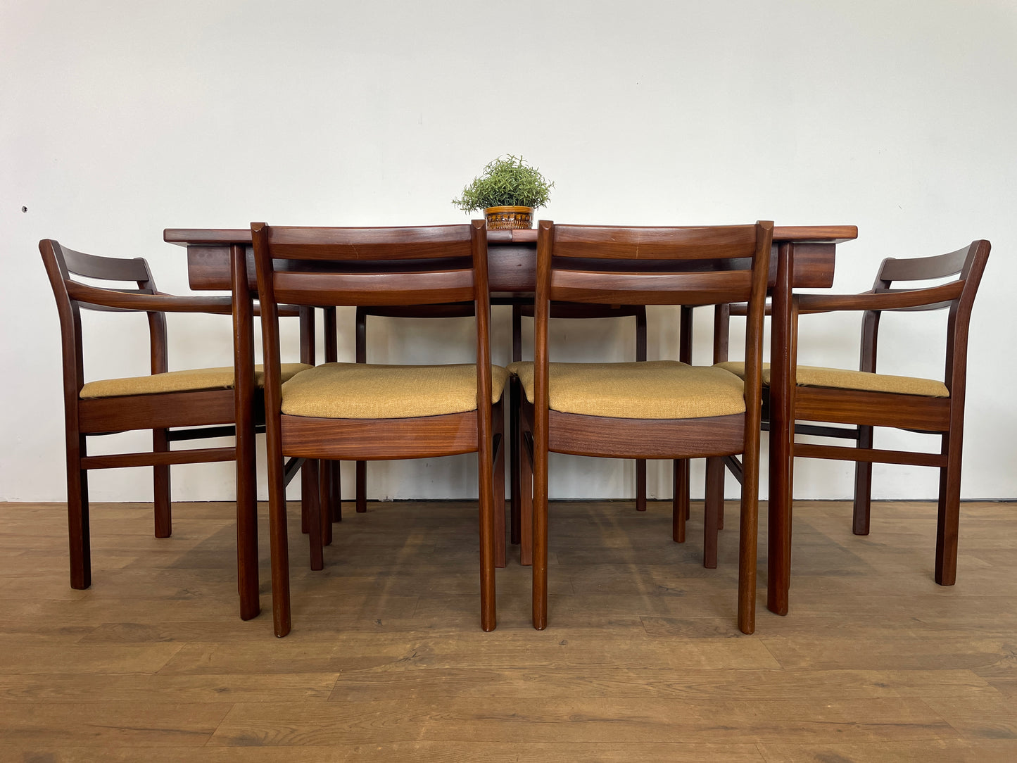 White & Newton Teak Extendable Dining Table & 6 Chairs – Mid-Century
