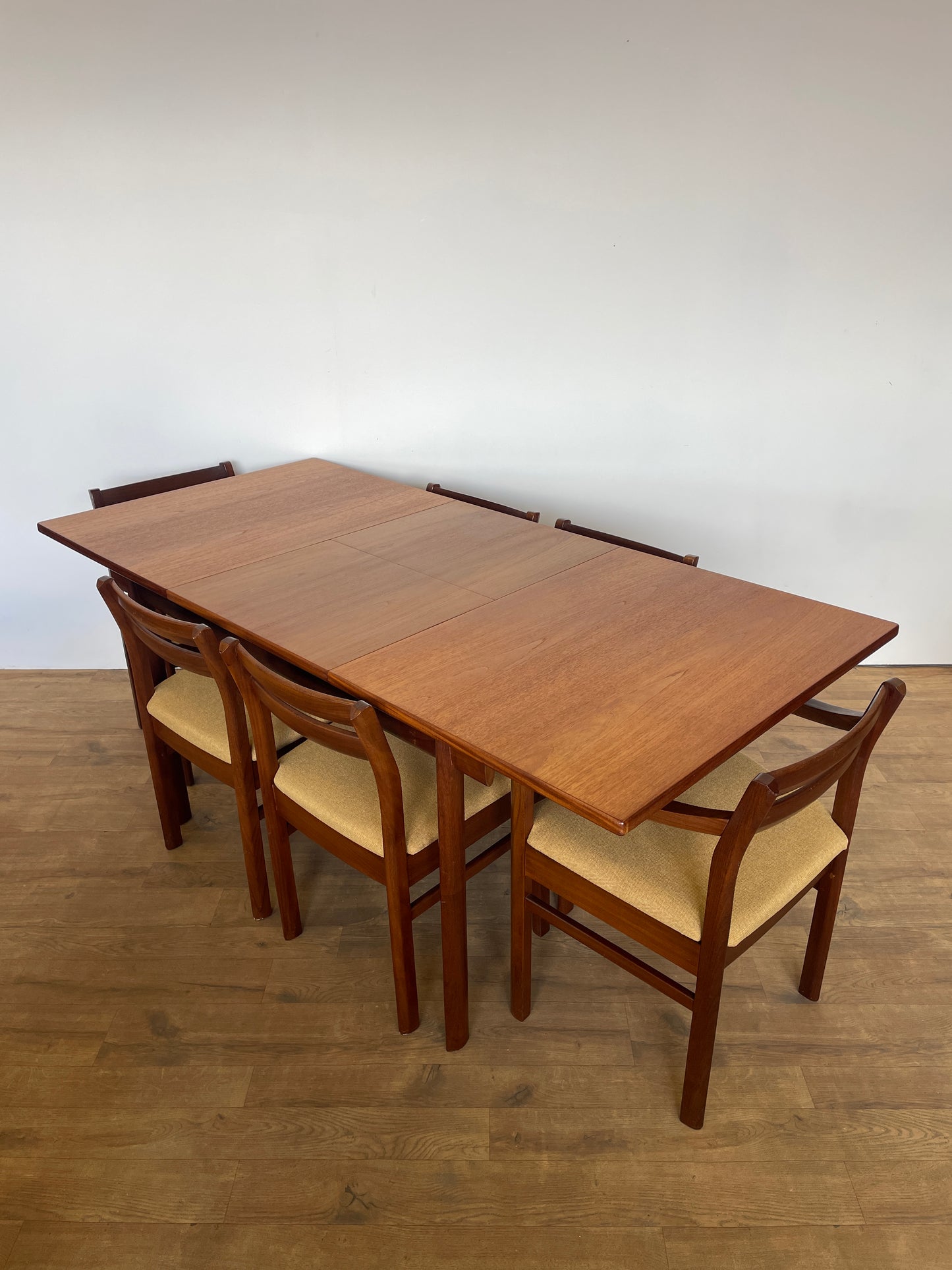 White & Newton Teak Extendable Dining Table & 6 Chairs – Mid-Century