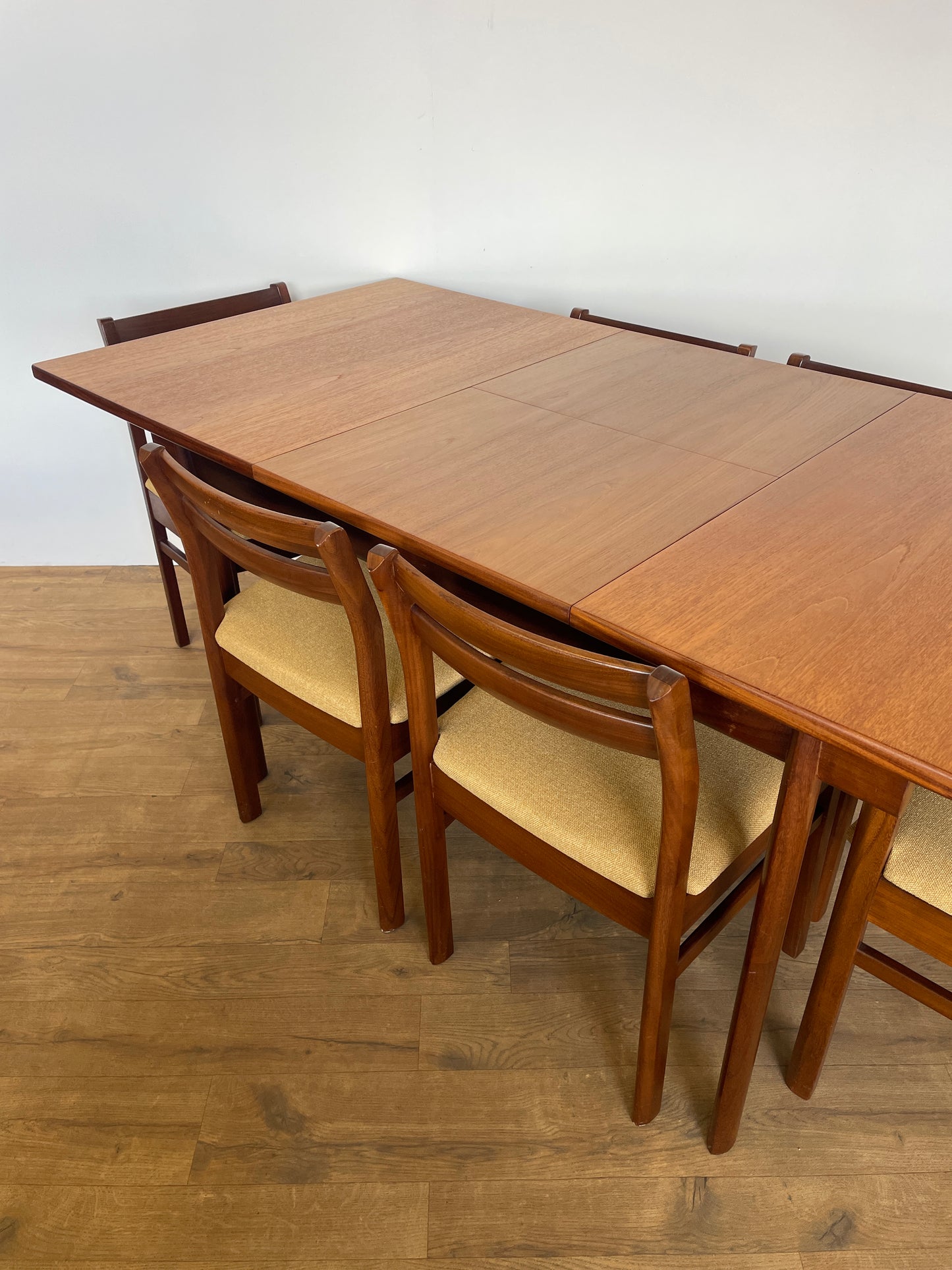 White & Newton Teak Extendable Dining Table & 6 Chairs – Mid-Century