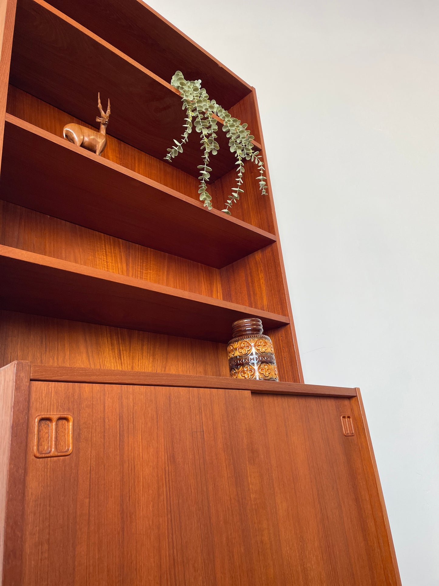 Mid-Century Danish Teak Bookcase with Cabinet and Sliding Doors, 1960s