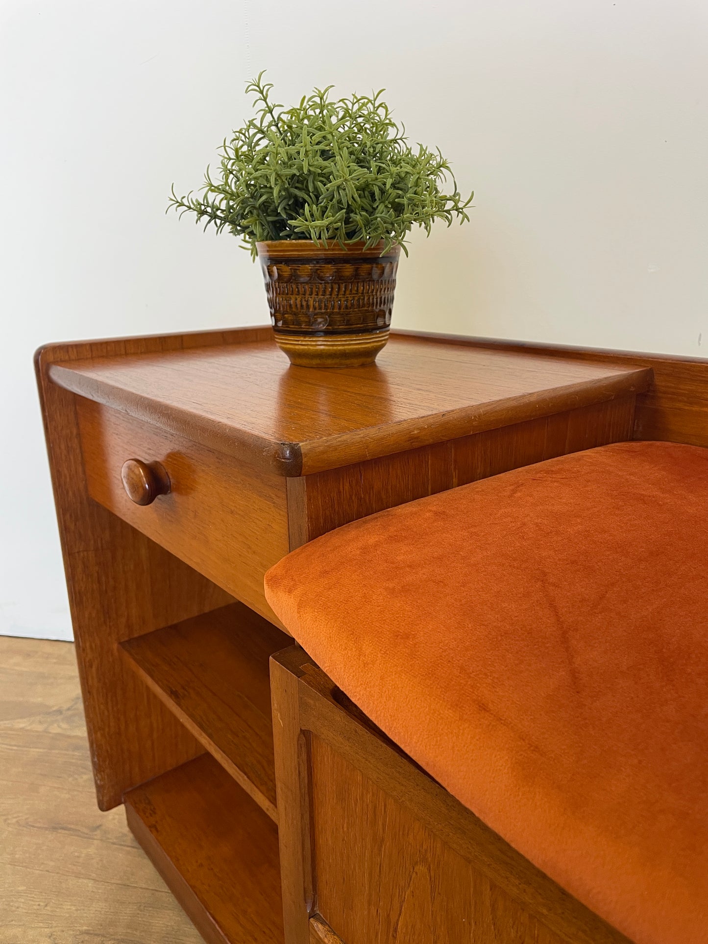 Vintage Teak Hall Seat / Telephone Bench by Nathan – Mid-Century Entryway Table