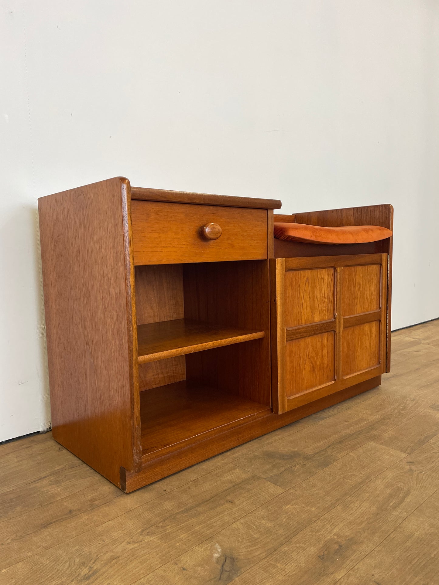 Vintage Teak Hall Seat / Telephone Bench by Nathan – Mid-Century Entryway Table
