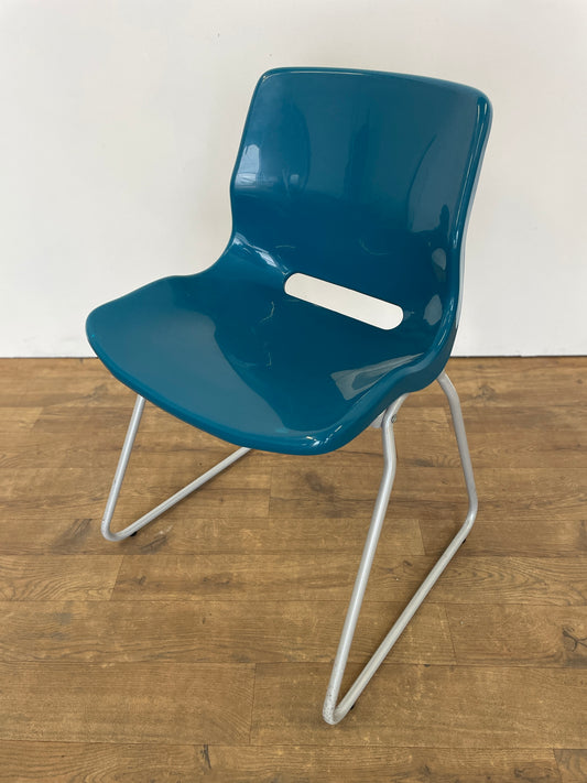 Vintage IKEA Blue Plastic Sled Base Chair | Retro Scandinavian Mid-Century Modern Design