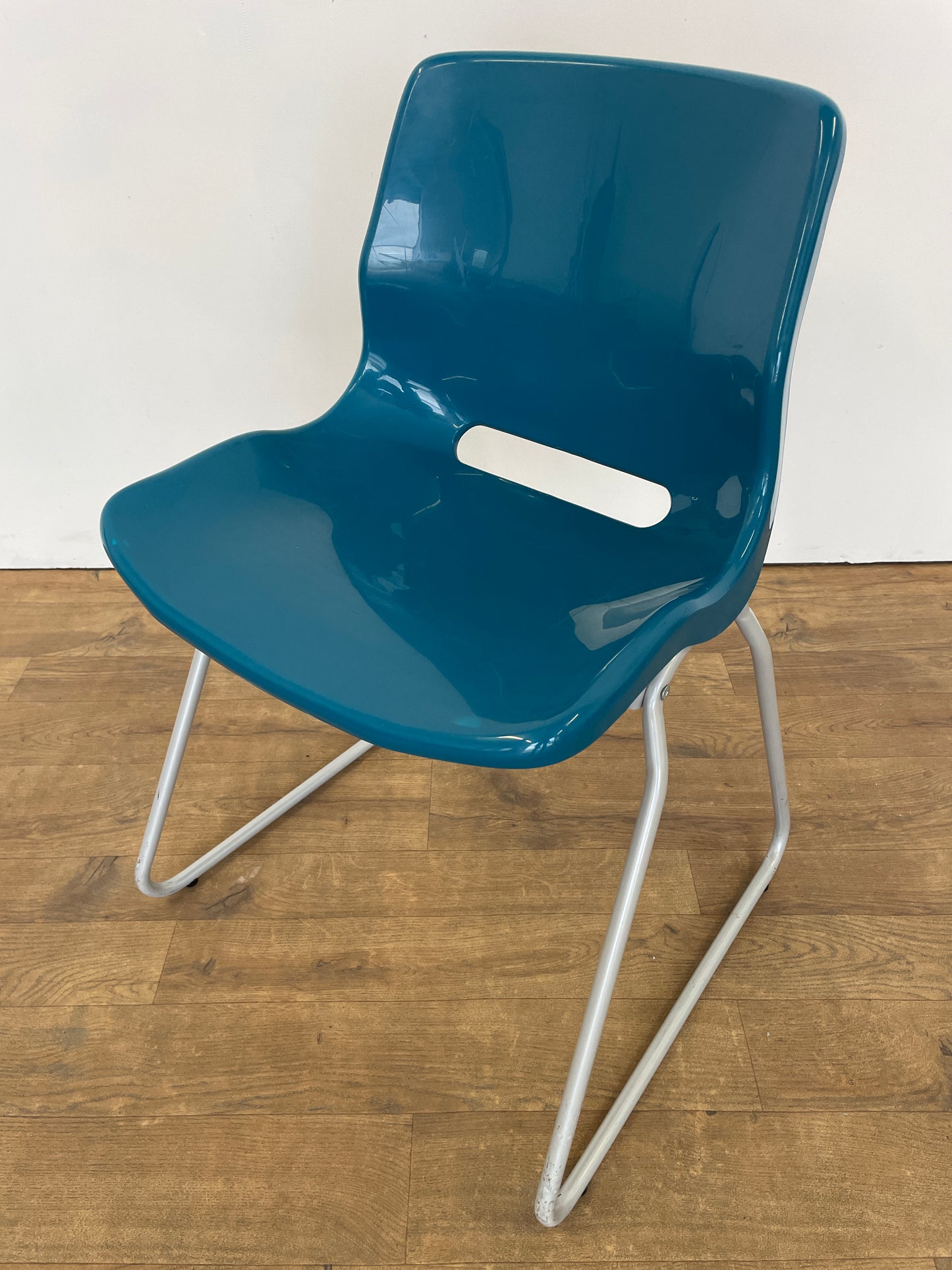 Vintage IKEA Blue Plastic Sled Base Chair | Retro Scandinavian Mid-Century Modern Design