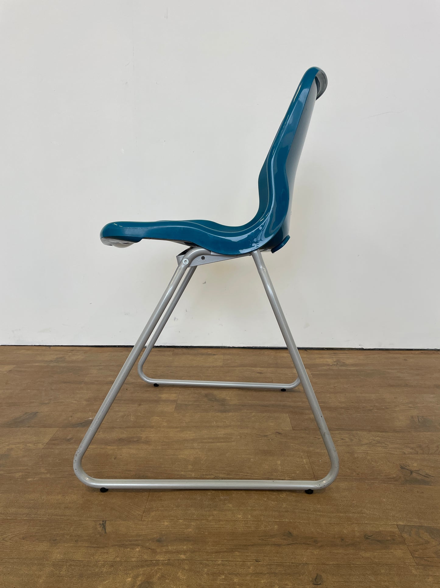 Vintage IKEA Blue Plastic Sled Base Chair | Retro Scandinavian Mid-Century Modern Design