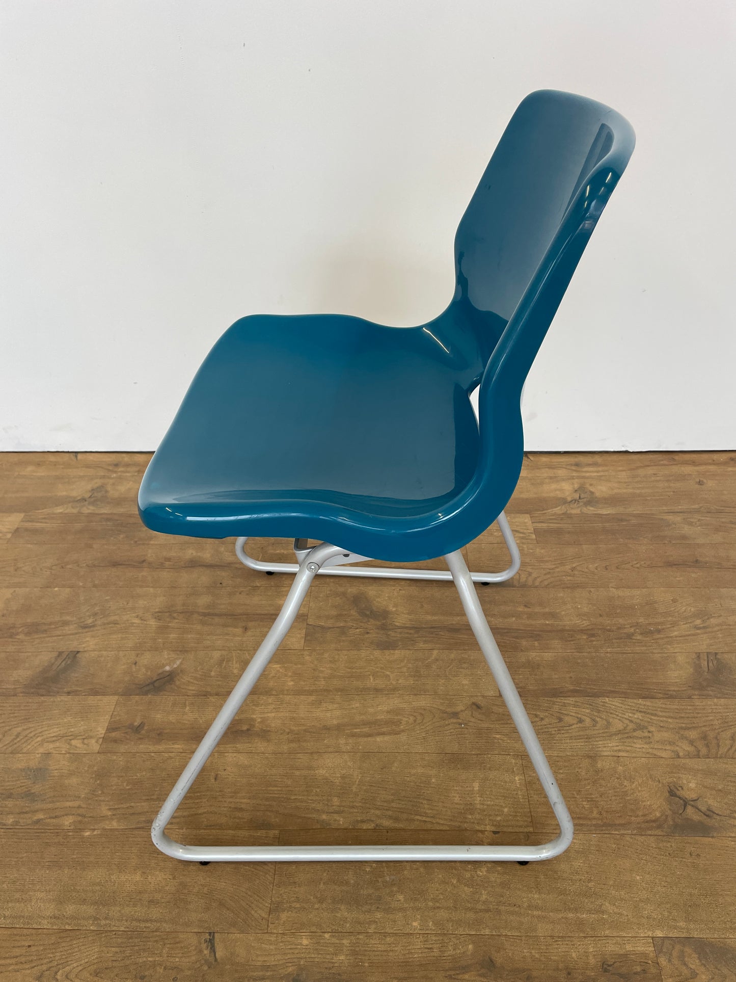 Vintage IKEA Blue Plastic Sled Base Chair | Retro Scandinavian Mid-Century Modern Design