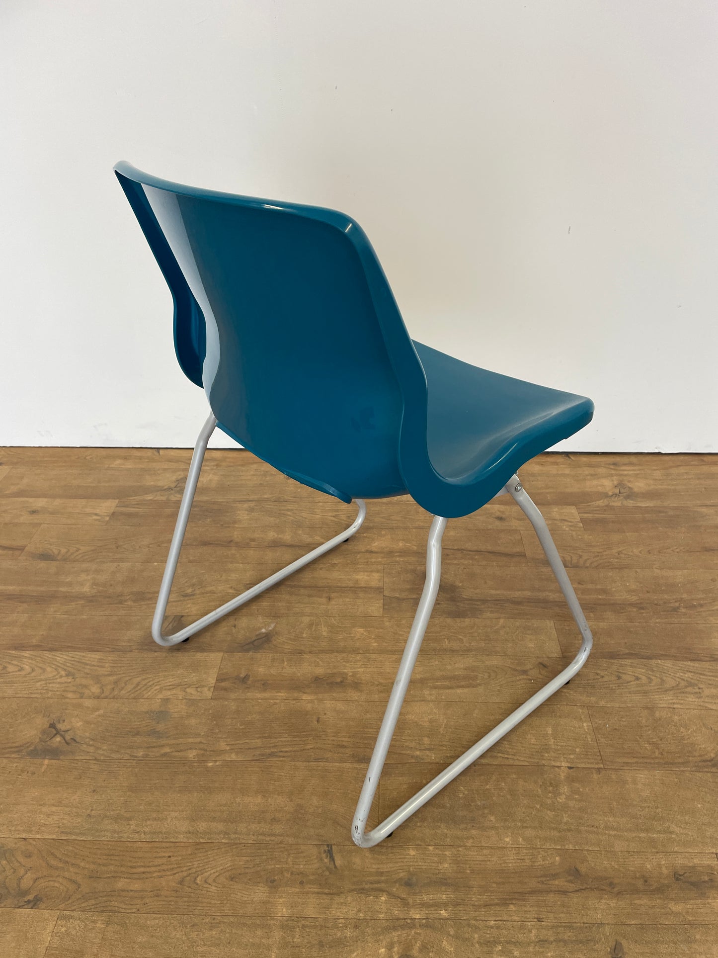 Vintage IKEA Blue Plastic Sled Base Chair | Retro Scandinavian Mid-Century Modern Design