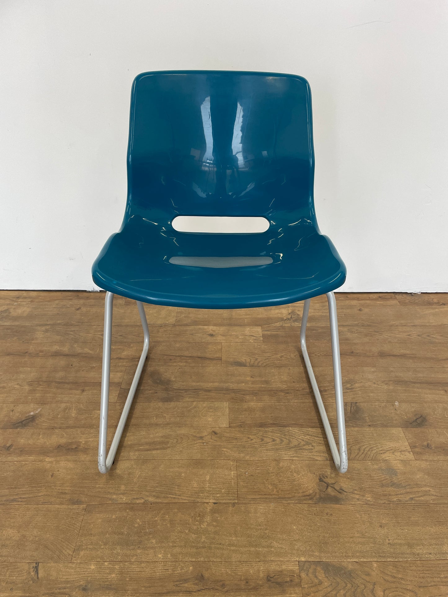 Vintage IKEA Blue Plastic Sled Base Chair | Retro Scandinavian Mid-Century Modern Design