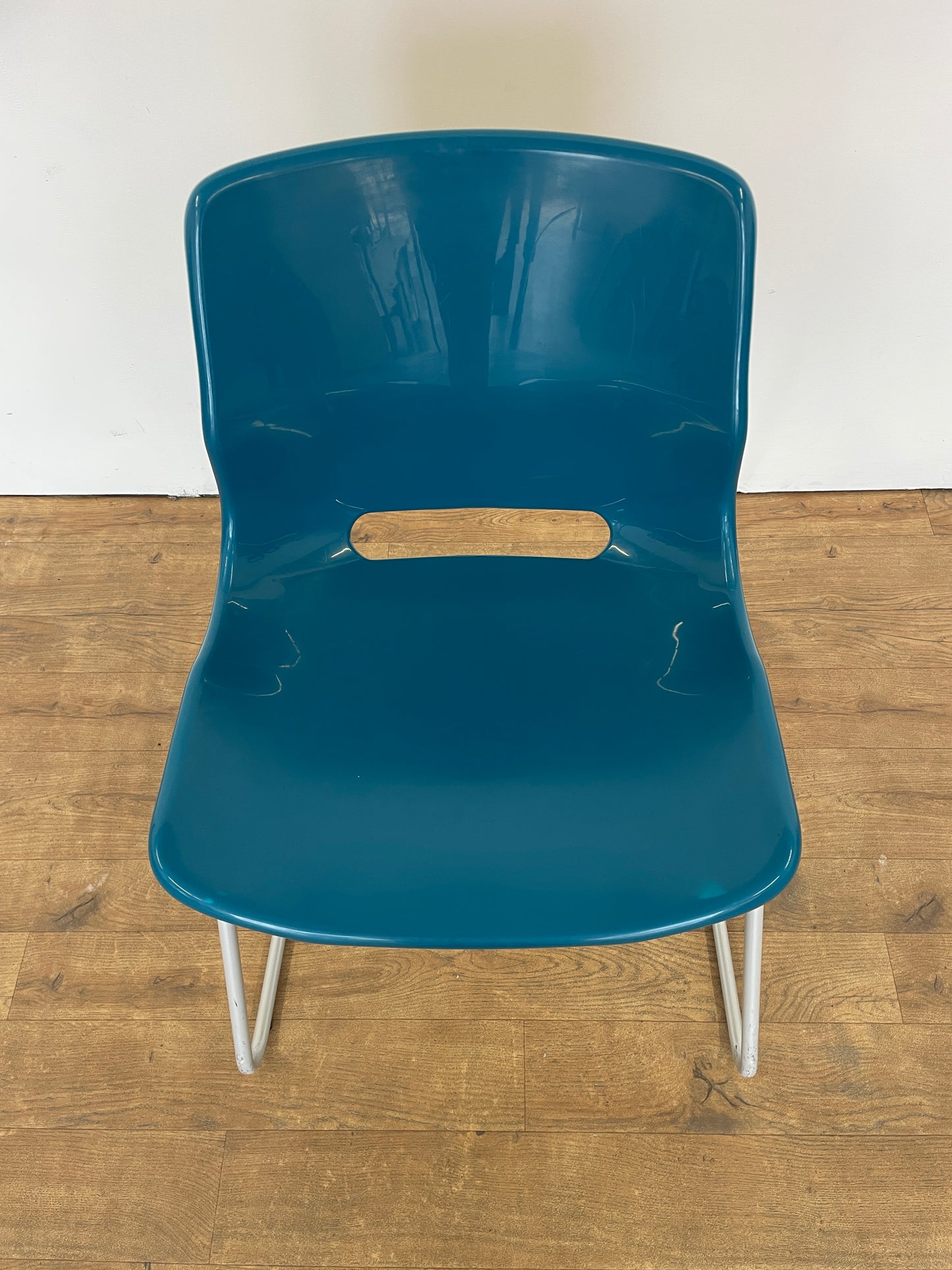 Vintage IKEA Blue Plastic Sled Base Chair | Retro Scandinavian Mid-Century Modern Design