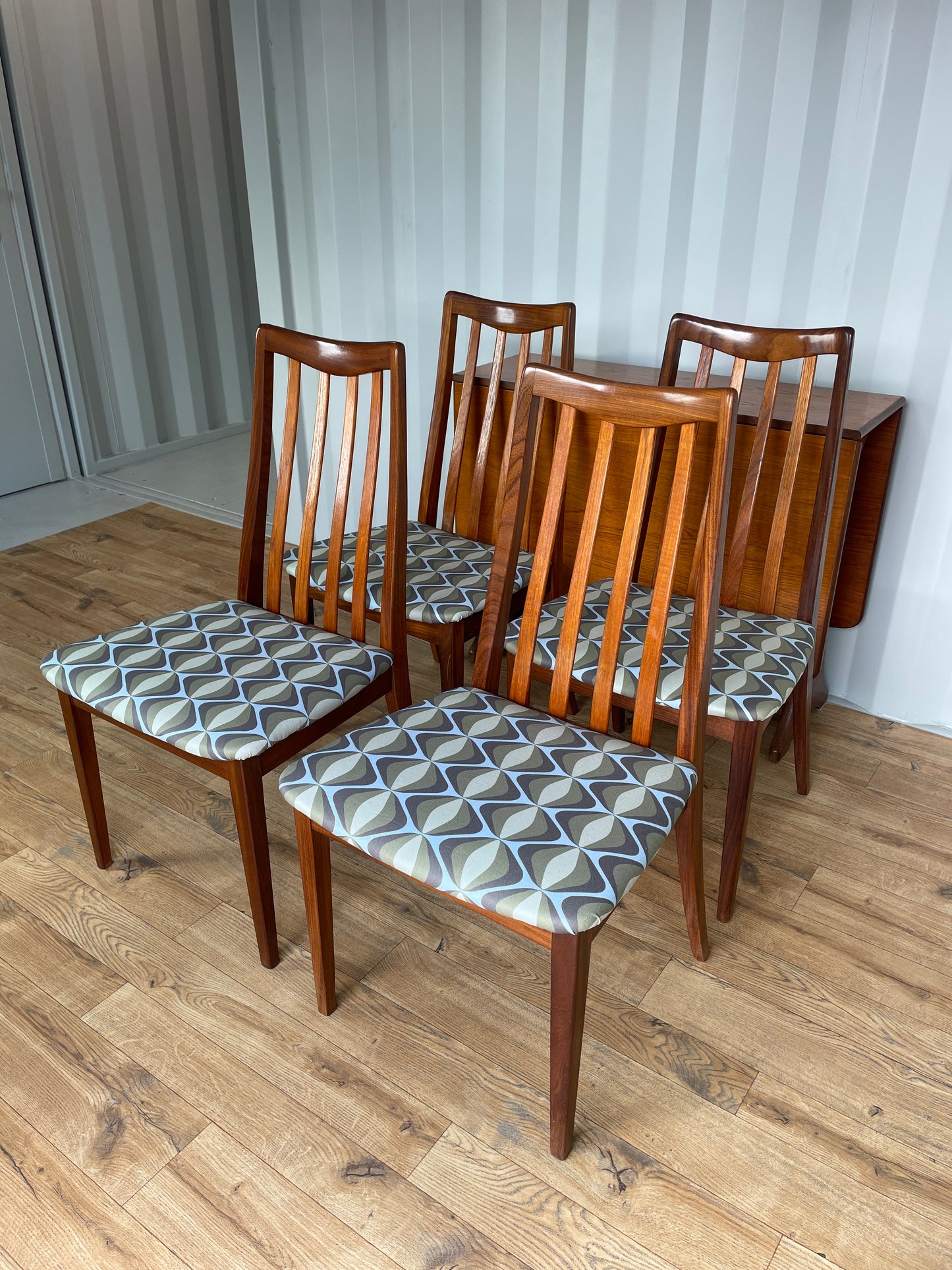 G Plan Drop Leaf Table & 4 Dining Chairs - Set Folding Teak Vintage Mid-Century