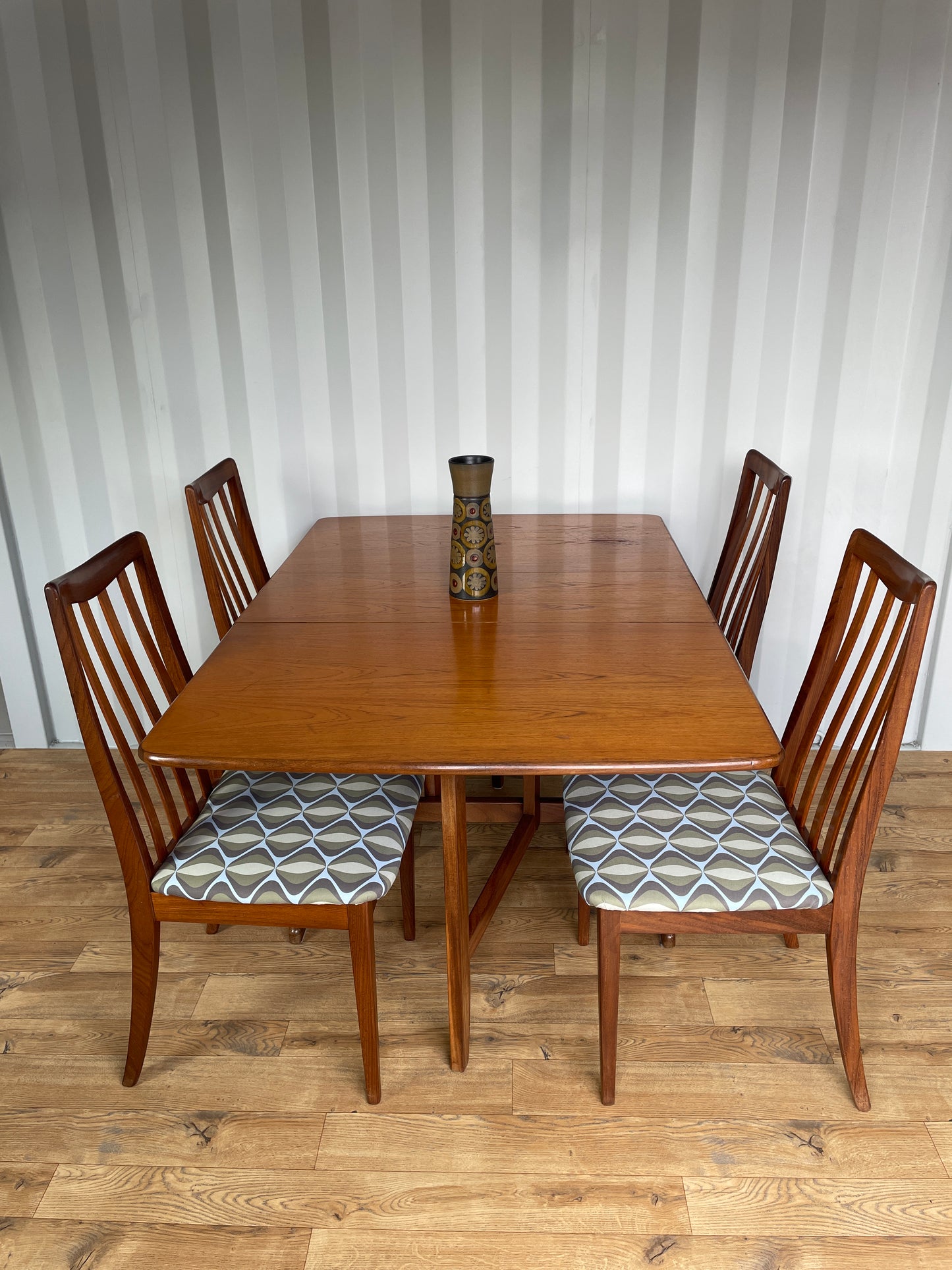 G Plan Drop Leaf Table & 4 Dining Chairs - Set Folding Teak Vintage Mid-Century