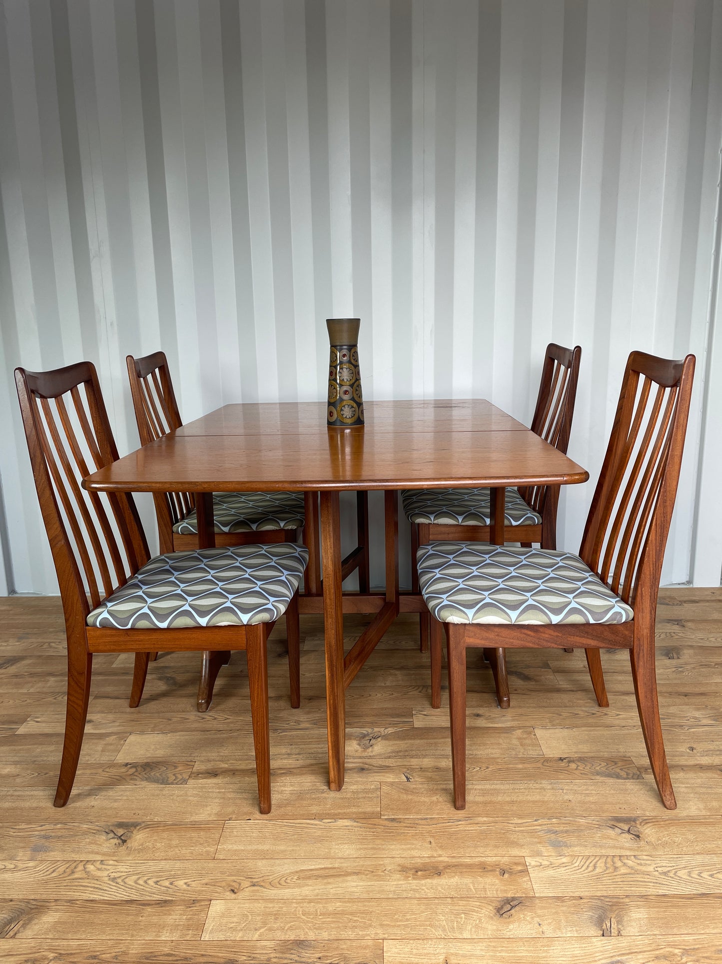 G Plan Drop Leaf Table & 4 Dining Chairs - Set Folding Teak Vintage Mid-Century