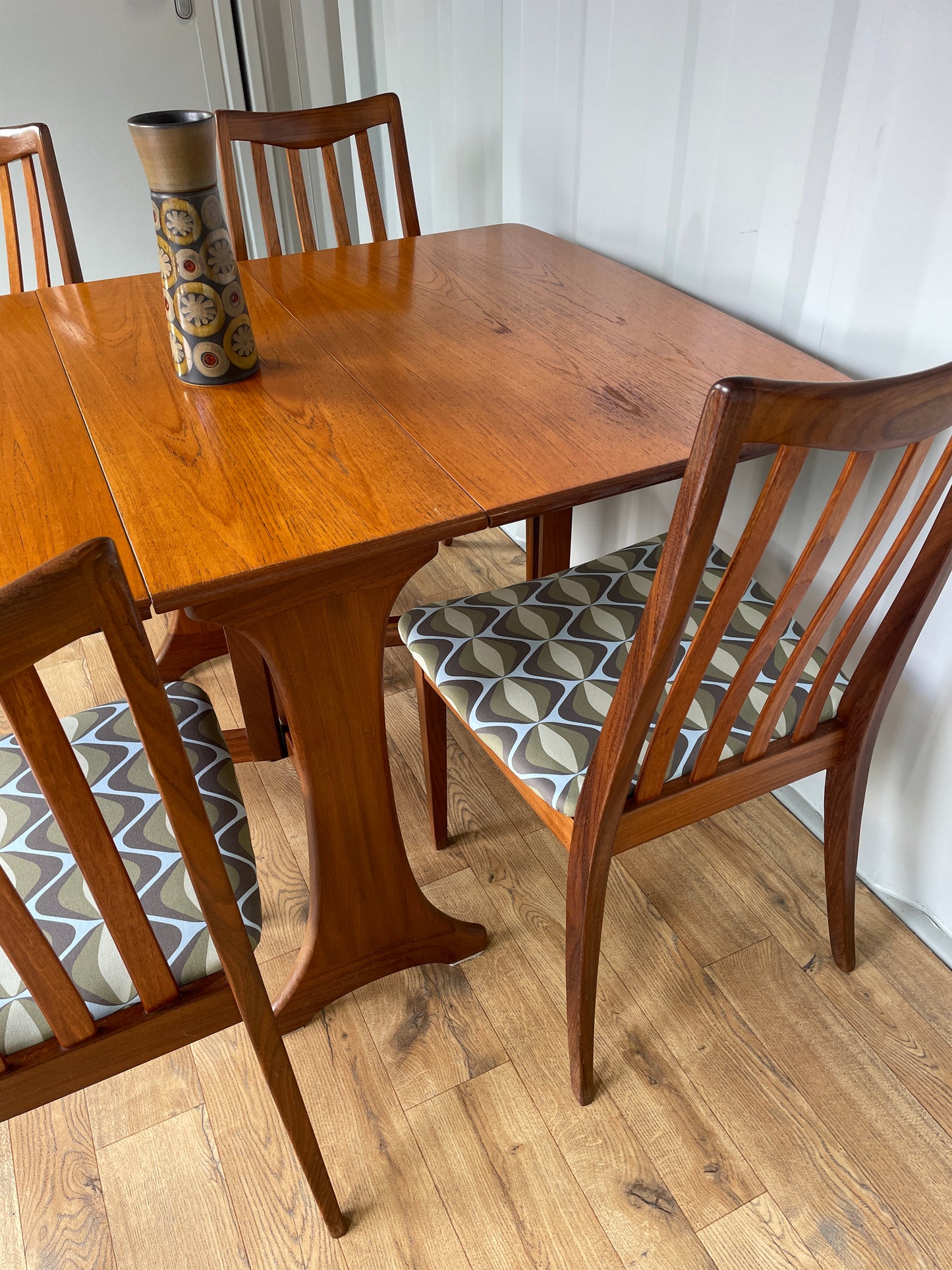 G Plan Drop Leaf Table & 4 Dining Chairs - Set Folding Teak Vintage Mid-Century