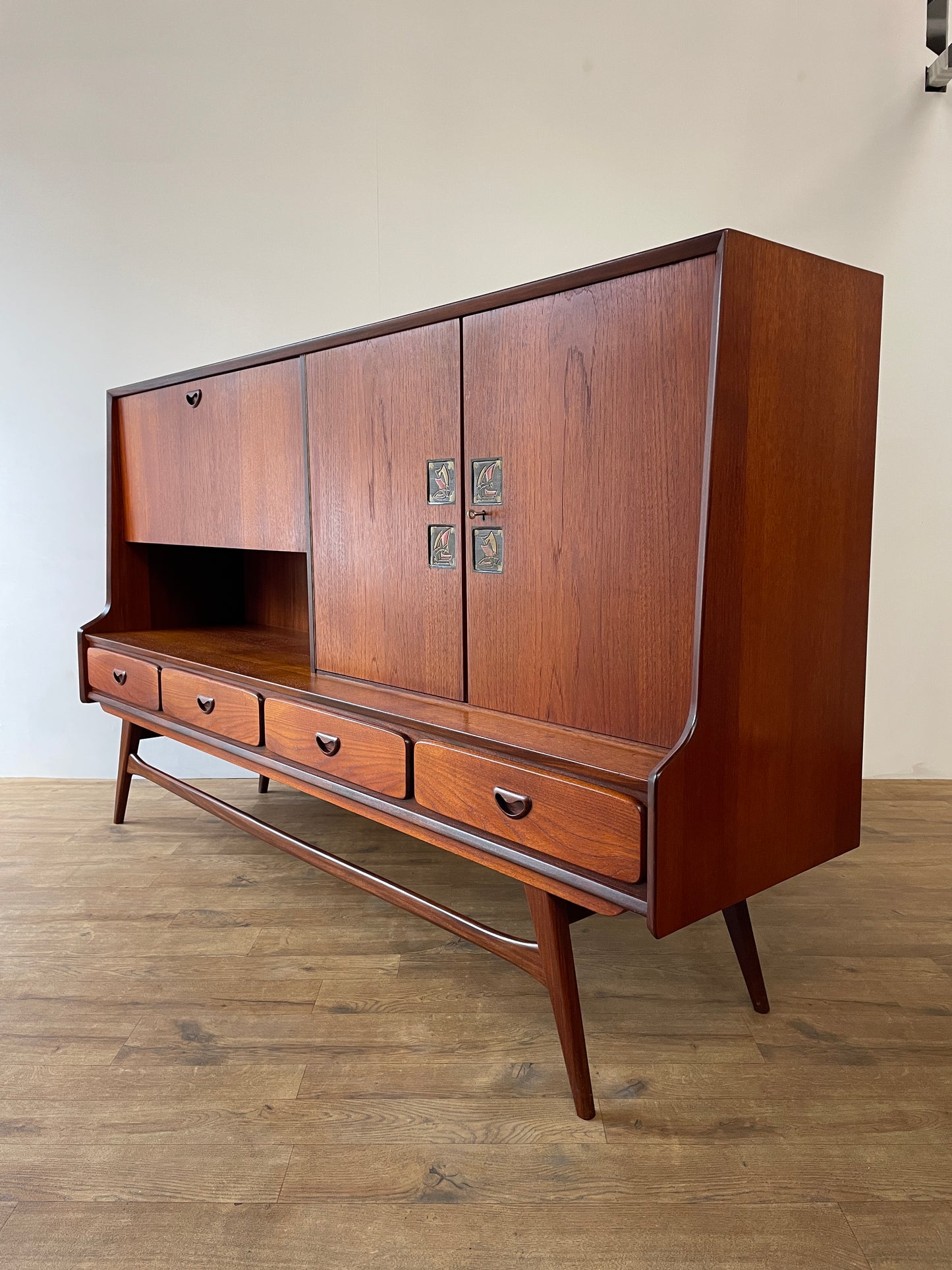 Louis Van Teeffelen for WeBe Teak Highboard Sideboard – Dutch Mid-Century Modern