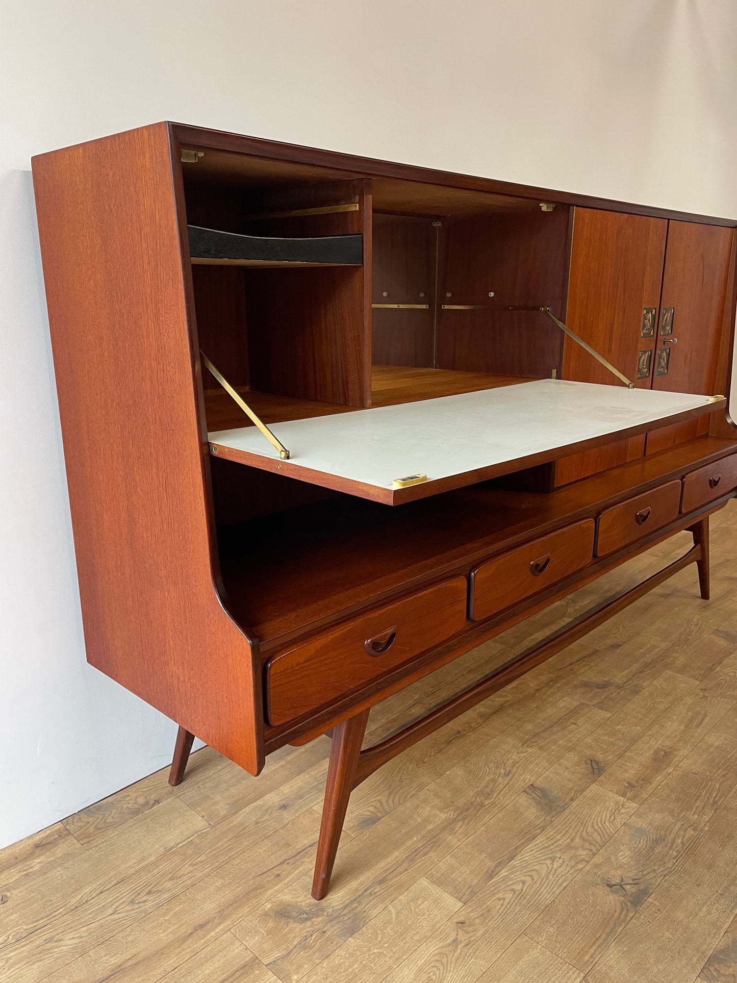 Louis Van Teeffelen for WeBe Teak Highboard Sideboard – Dutch Mid-Century Modern