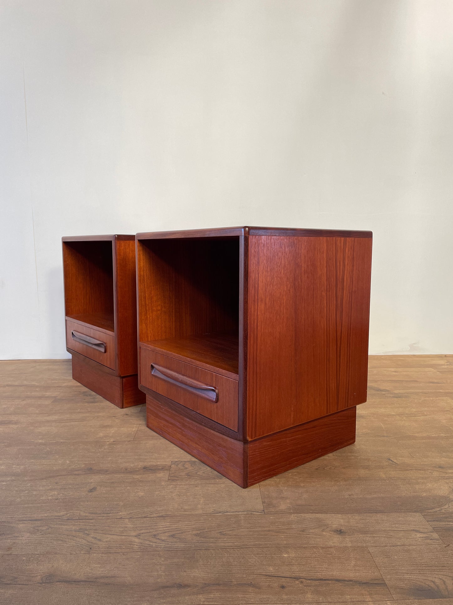 Mid-Century Teak G Plan Fresco Bedside Cabinets – Vintage 1970s Pair