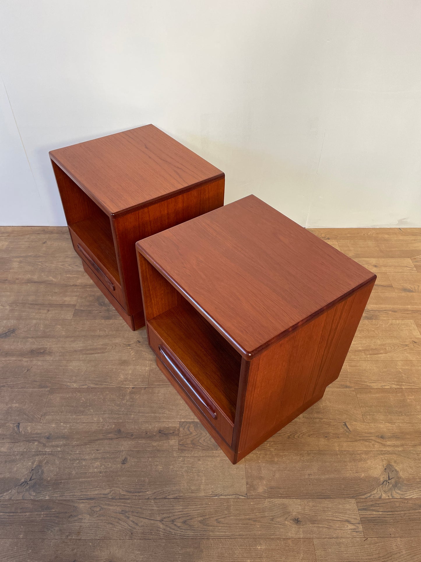 Mid-Century Teak G Plan Fresco Bedside Cabinets – Vintage 1970s Pair