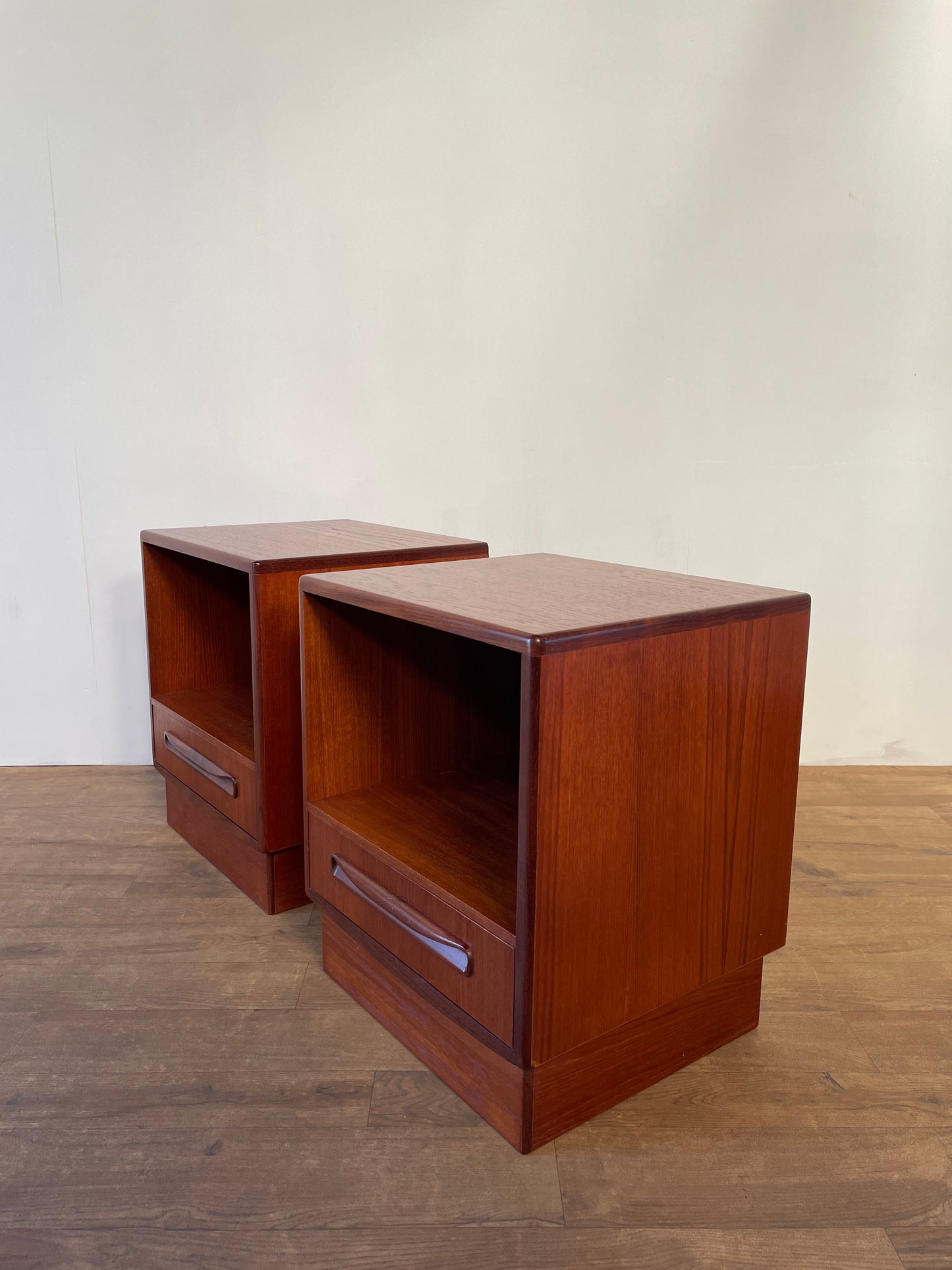Mid-Century Teak G Plan Fresco Bedside Cabinets – Vintage 1970s Pair
