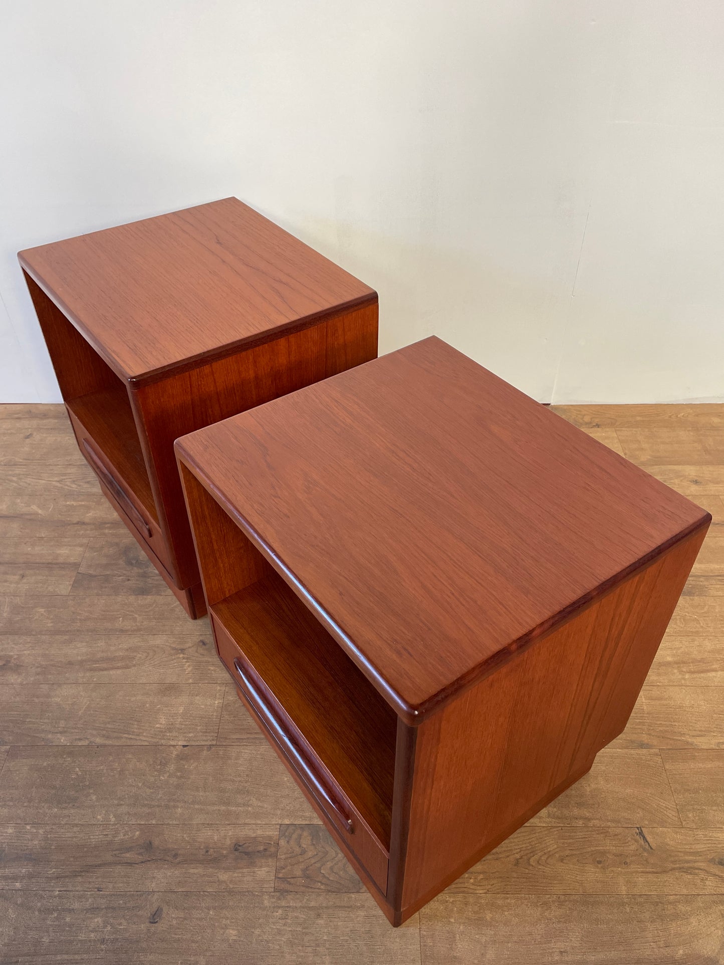 Mid-Century Teak G Plan Fresco Bedside Cabinets – Vintage 1970s Pair