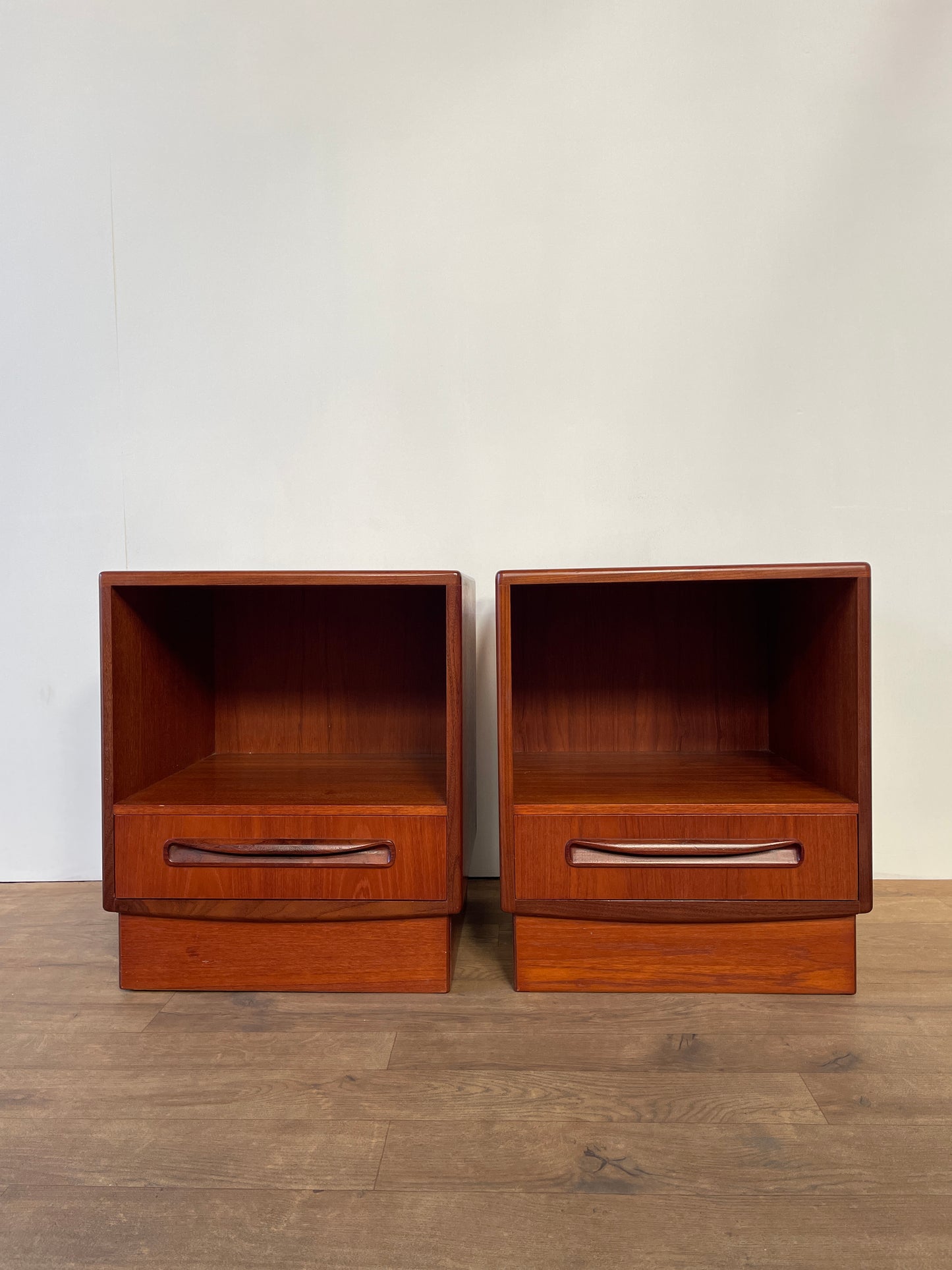 Mid-Century Teak G Plan Fresco Bedside Cabinets – Vintage 1970s Pair
