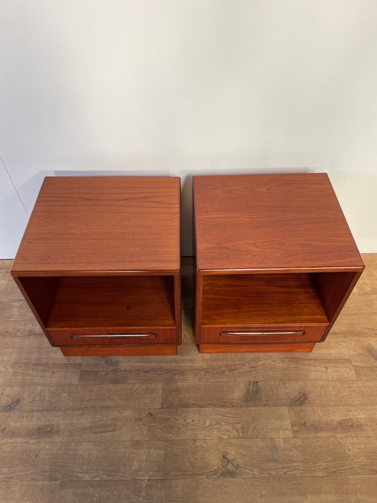 Mid-Century Teak G Plan Fresco Bedside Cabinets – Vintage 1970s Pair