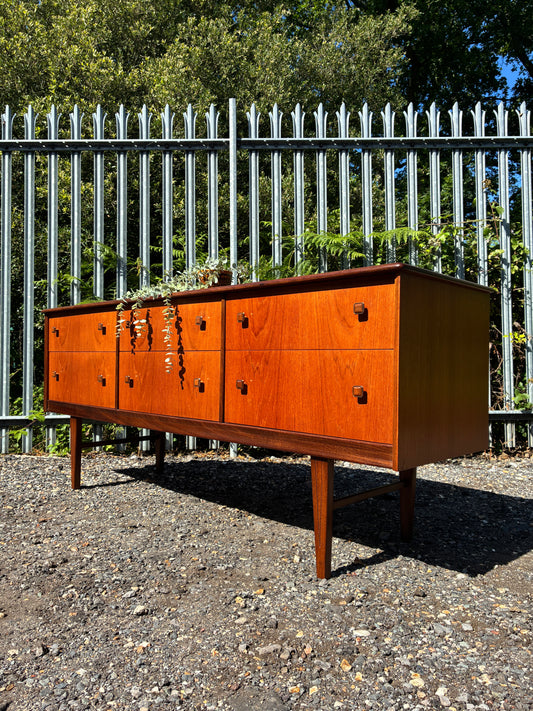 Mid-Century Teak Sideboard by Homeworthy| 6 Drawer Danish Style| Retro Vintage Chest of Drawers