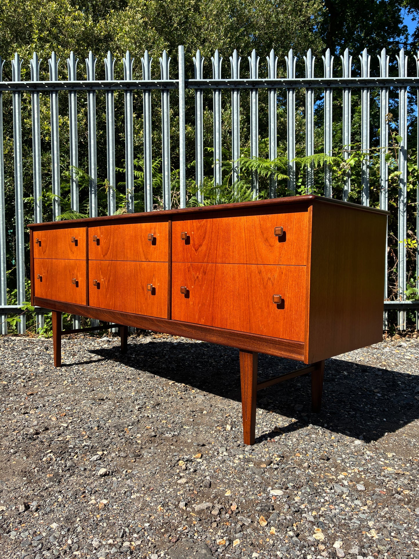 Mid-Century Teak Sideboard by Homeworthy| 6 Drawer Danish Style| Retro Vintage Chest of Drawers