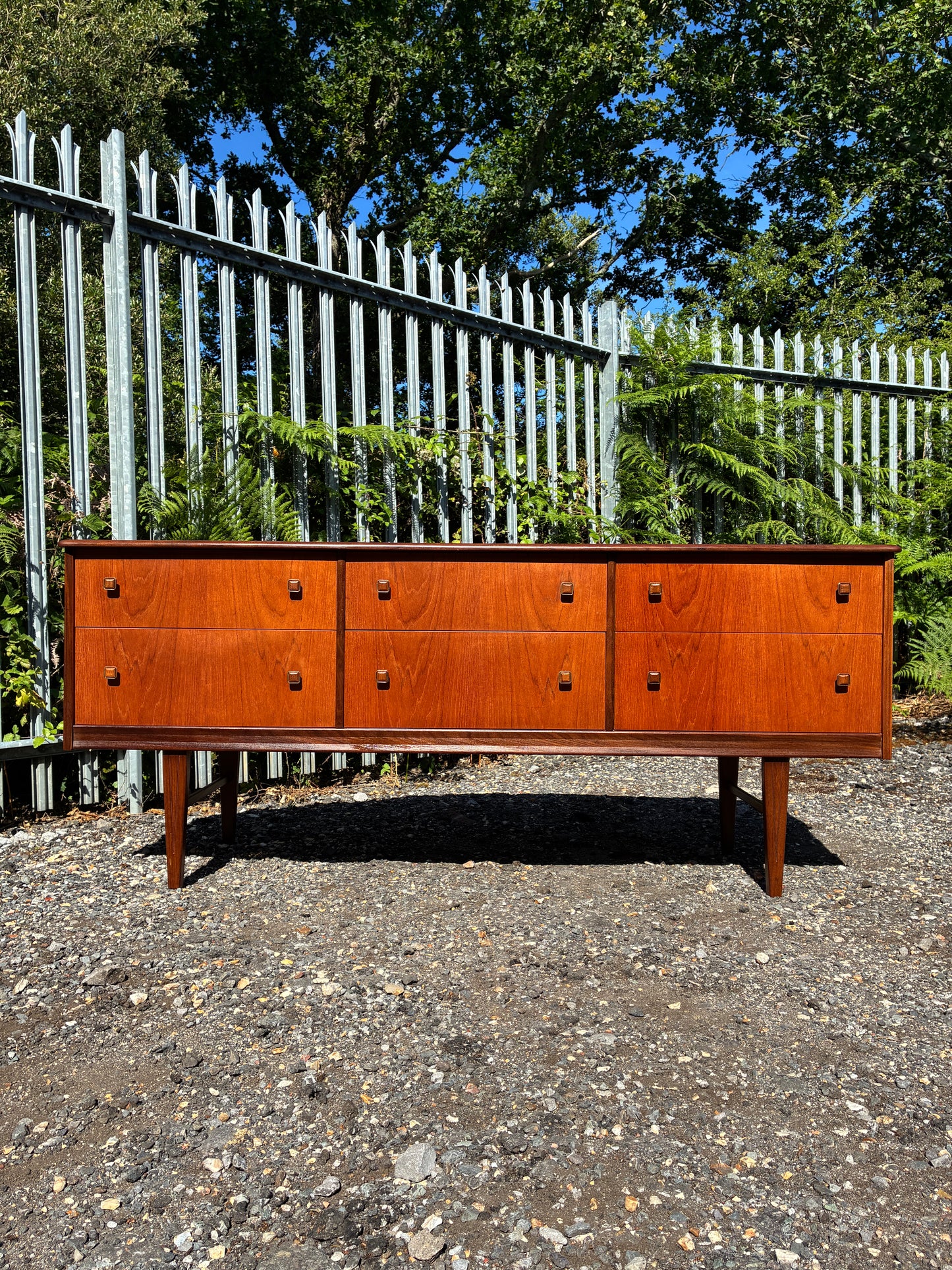 Mid-Century Teak Sideboard by Homeworthy| 6 Drawer Danish Style| Retro Vintage Chest of Drawers