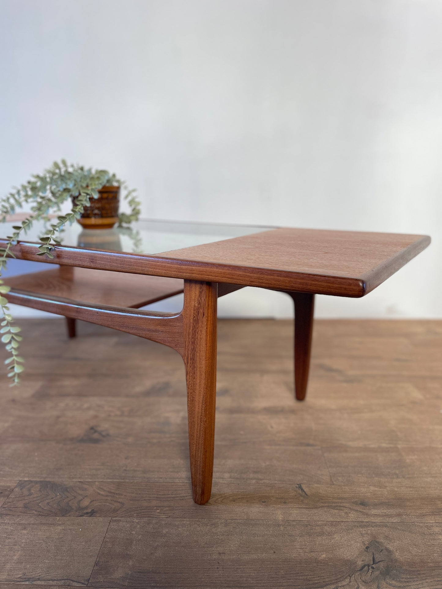 Mid-Century G Plan Teak Coffee Table with Glass Top | Vintage 1960s British Design