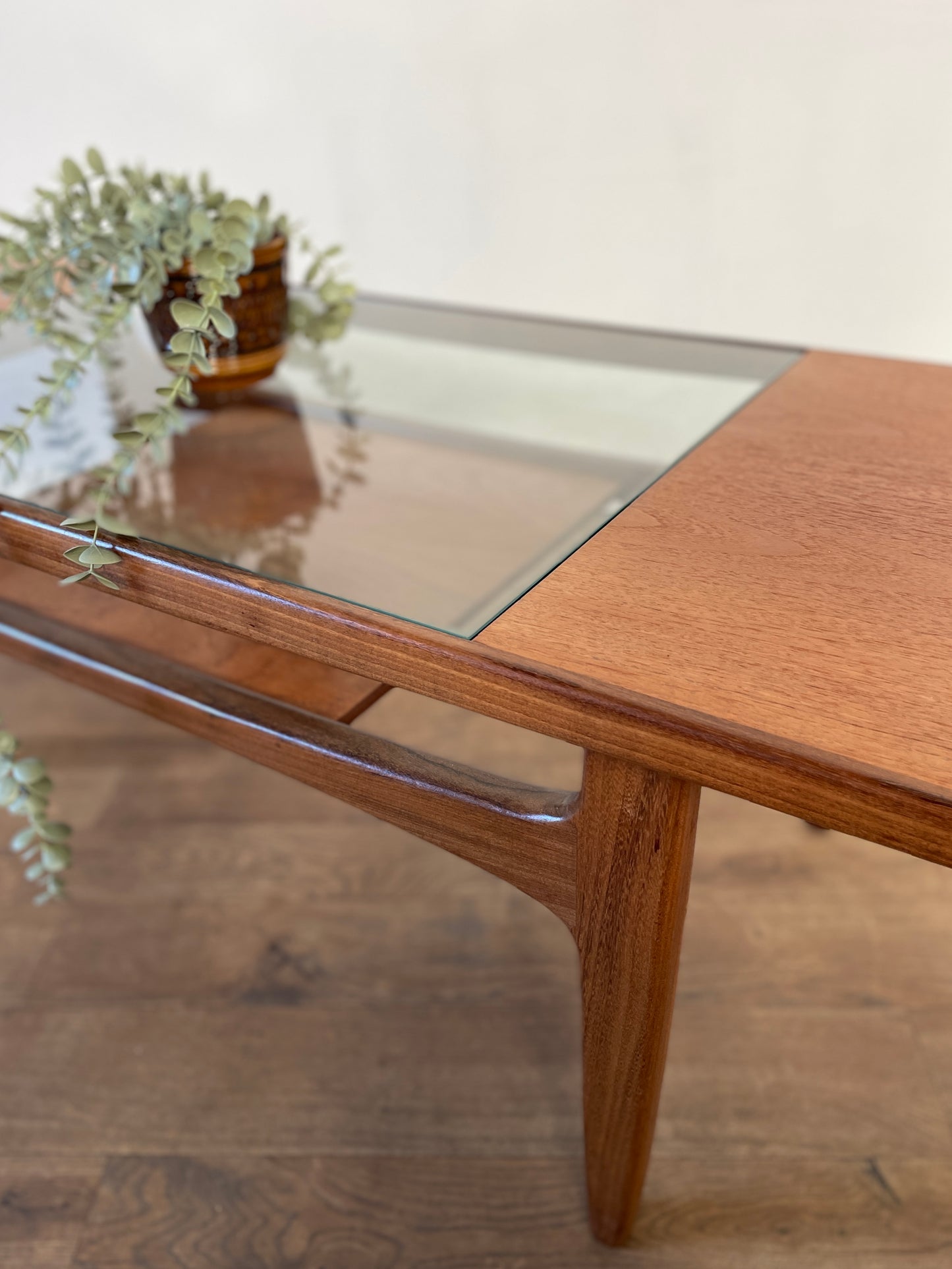 Mid-Century G Plan Teak Coffee Table with Glass Top | Vintage 1960s British Design