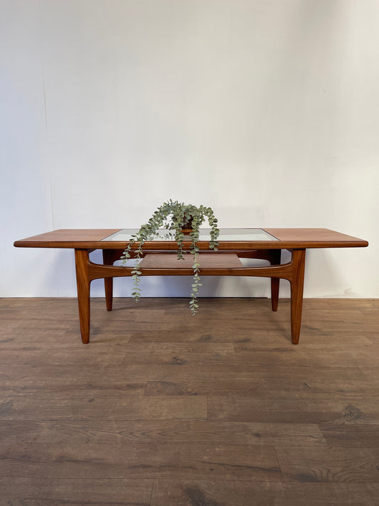 Mid-Century G Plan Teak Coffee Table with Glass Top | Vintage 1960s British Design