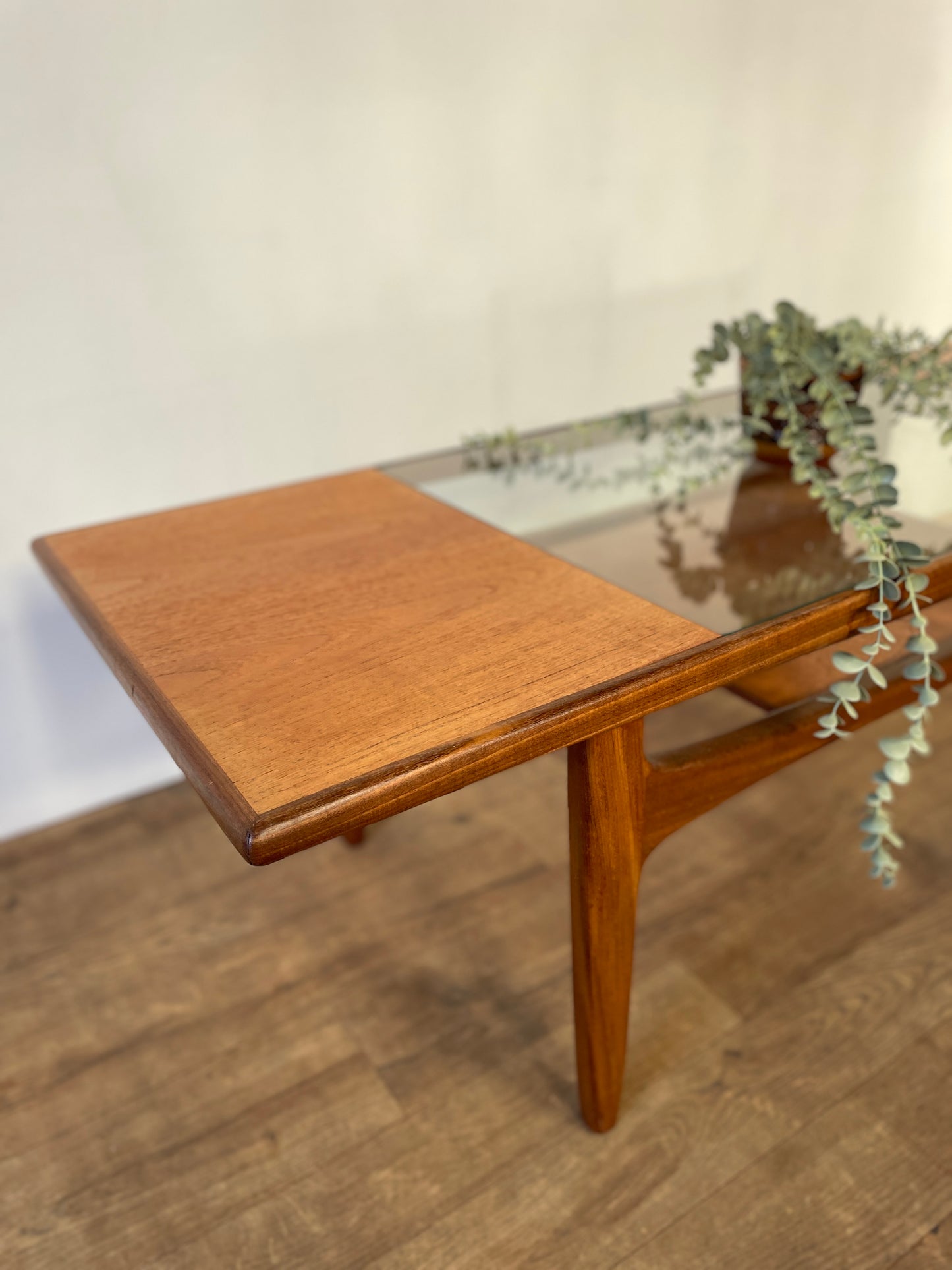 Mid-Century G Plan Teak Coffee Table with Glass Top | Vintage 1960s British Design