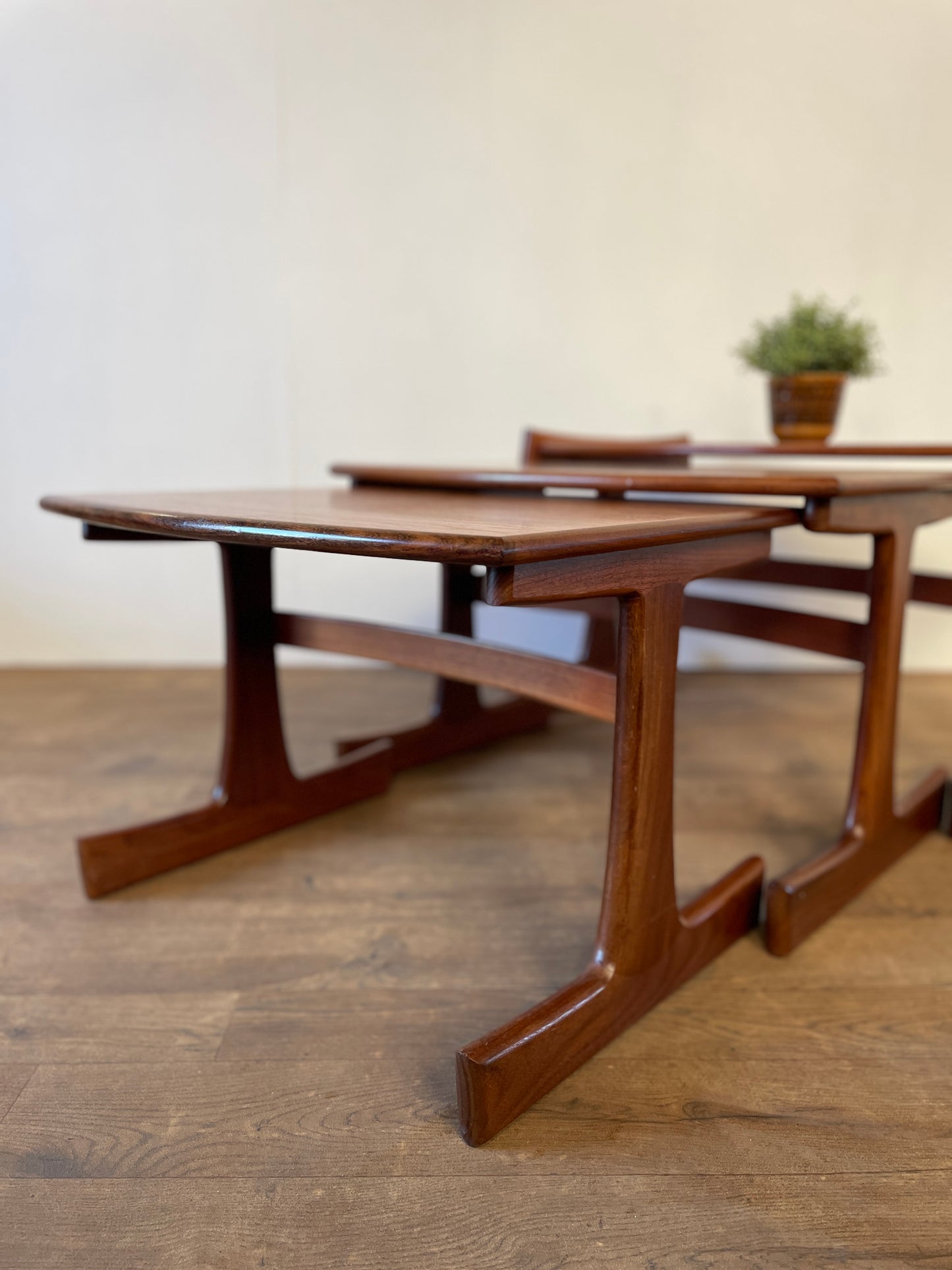 Mid-Century Teak G Plan Nest of 3 Tables – Large Vintage Danish-Style Side Tables