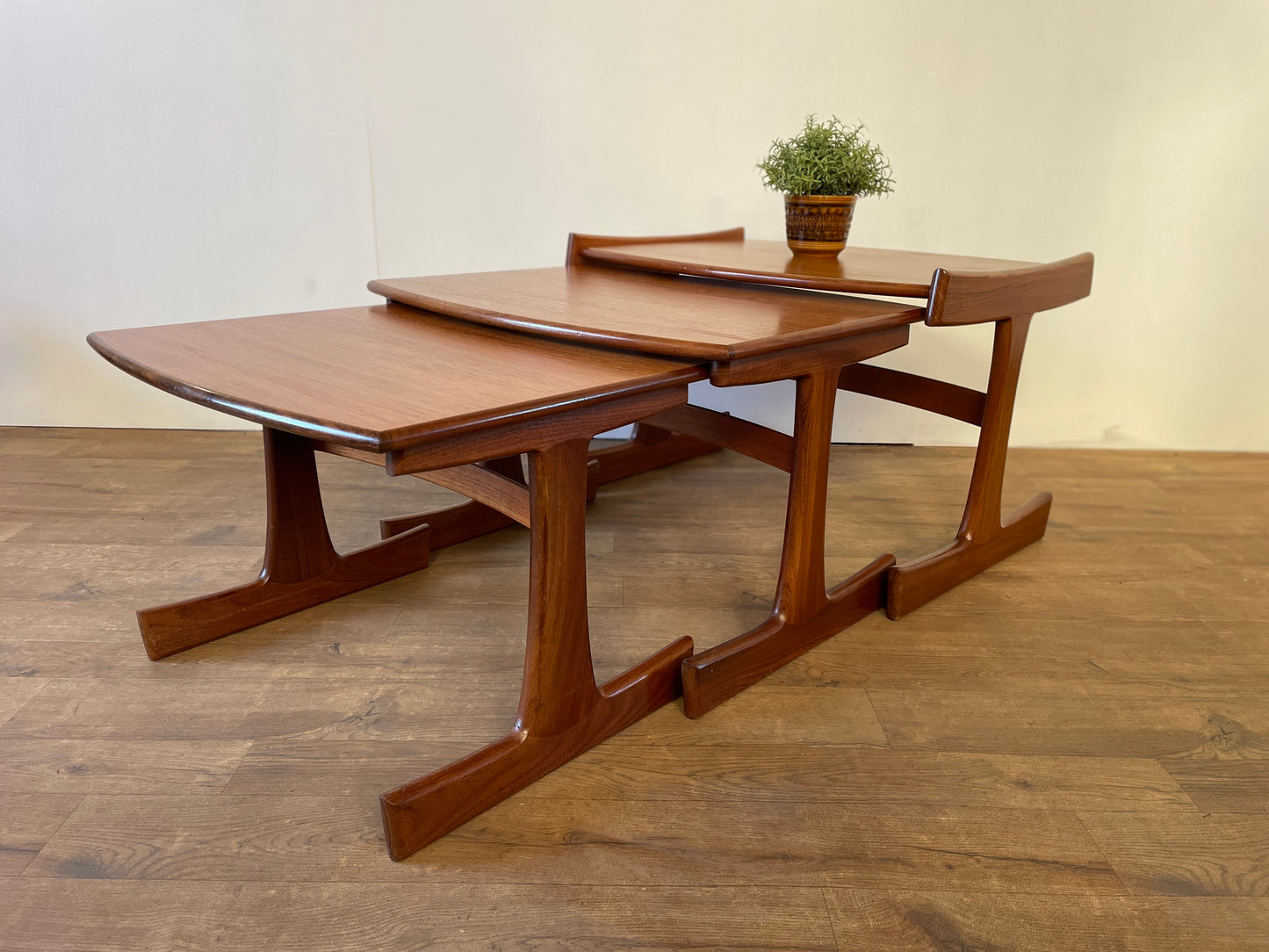 Mid-Century Teak G Plan Nest of 3 Tables – Large Vintage Danish-Style Side Tables