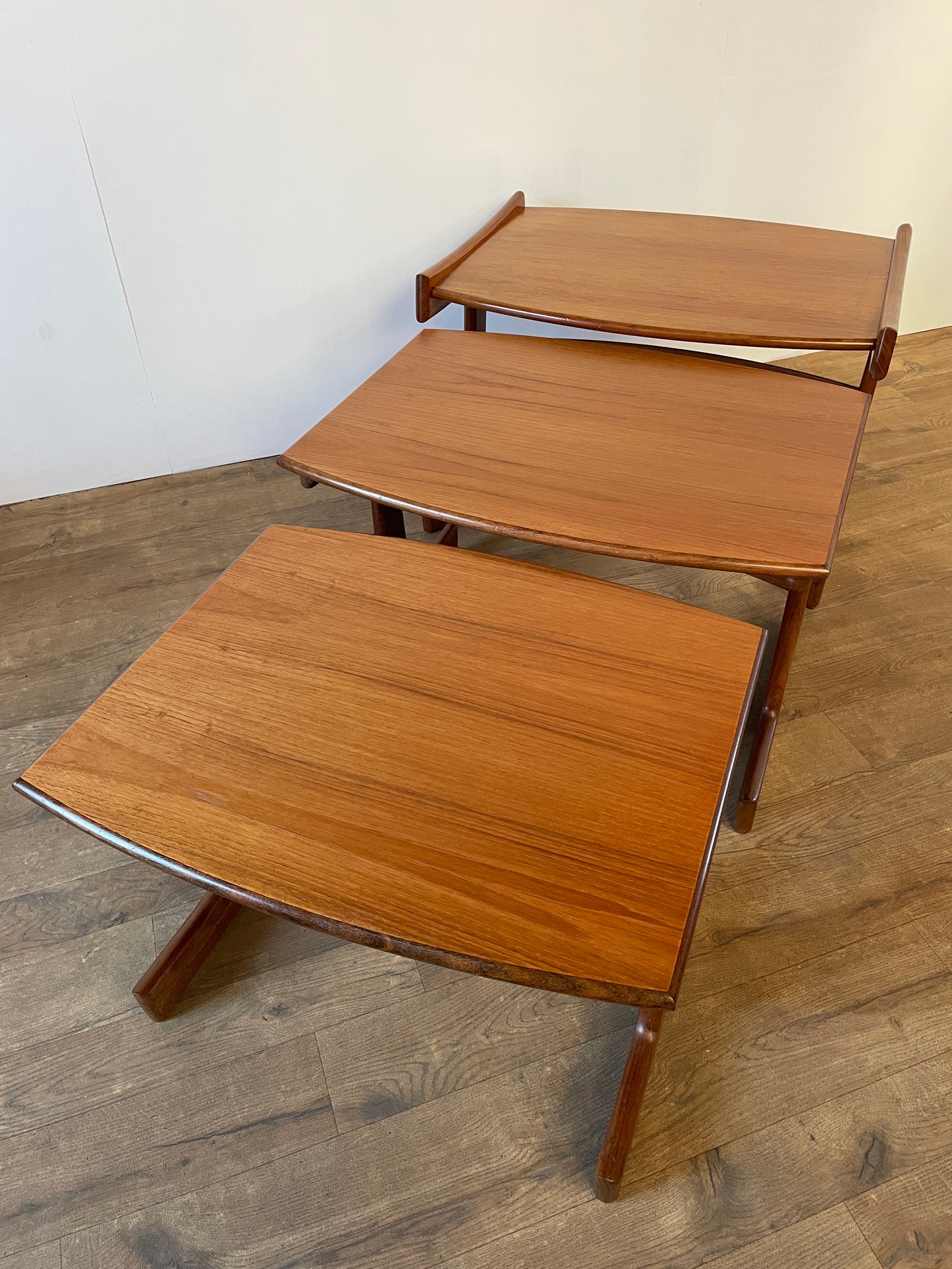 Mid-Century Teak G Plan Nest of 3 Tables – Large Vintage Danish-Style Side Tables