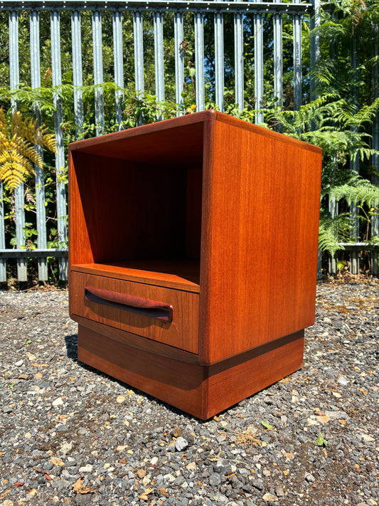 G Plan Fresco Teak Bedside Cabinet with Drawer & Open Shelf | Mid-Century Modern Bedside Table Vintage  | 46cm