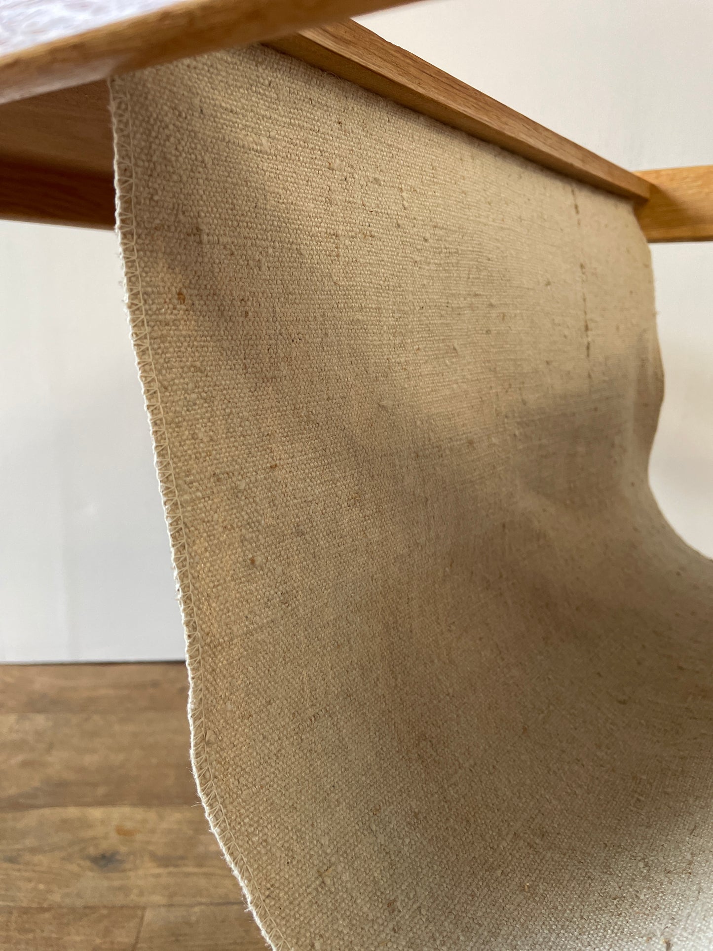 Mid-Century Danish Oak & Fabric Magazine Rack Side Table by BRDR Furbo | Scandinavian Modern 1960s