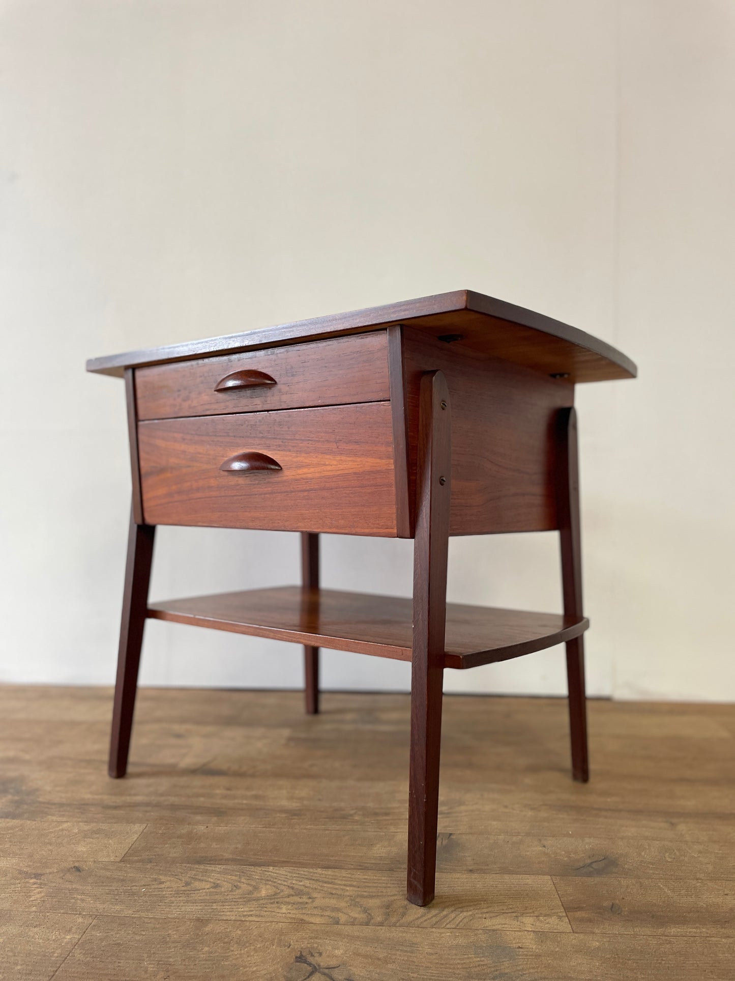 Mid-Century Danish Teak 2 Drawer Craft Table | Vintage Scandinavian Side Table
