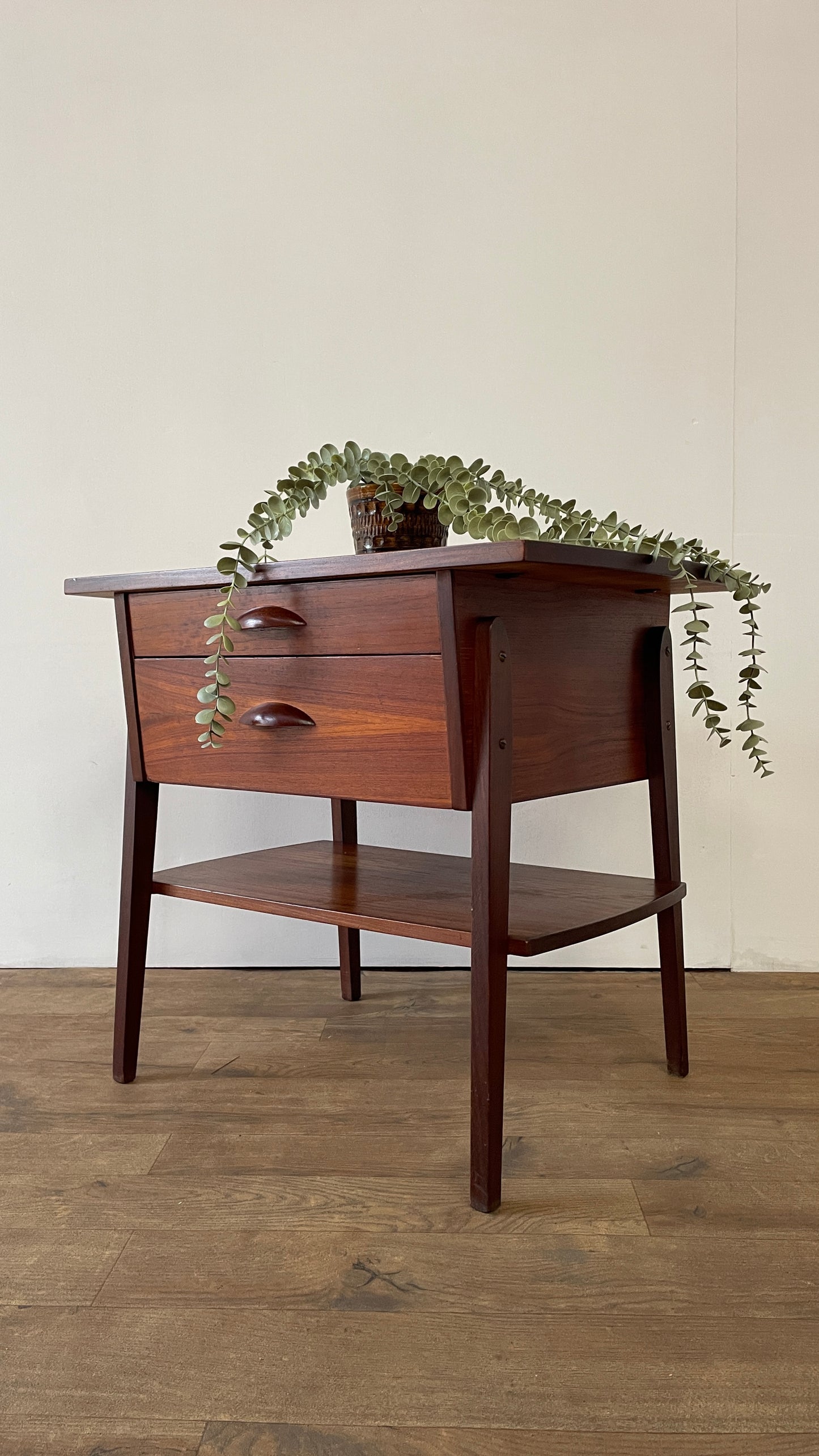 Mid-Century Danish Teak 2 Drawer Craft Table | Vintage Scandinavian Side Table